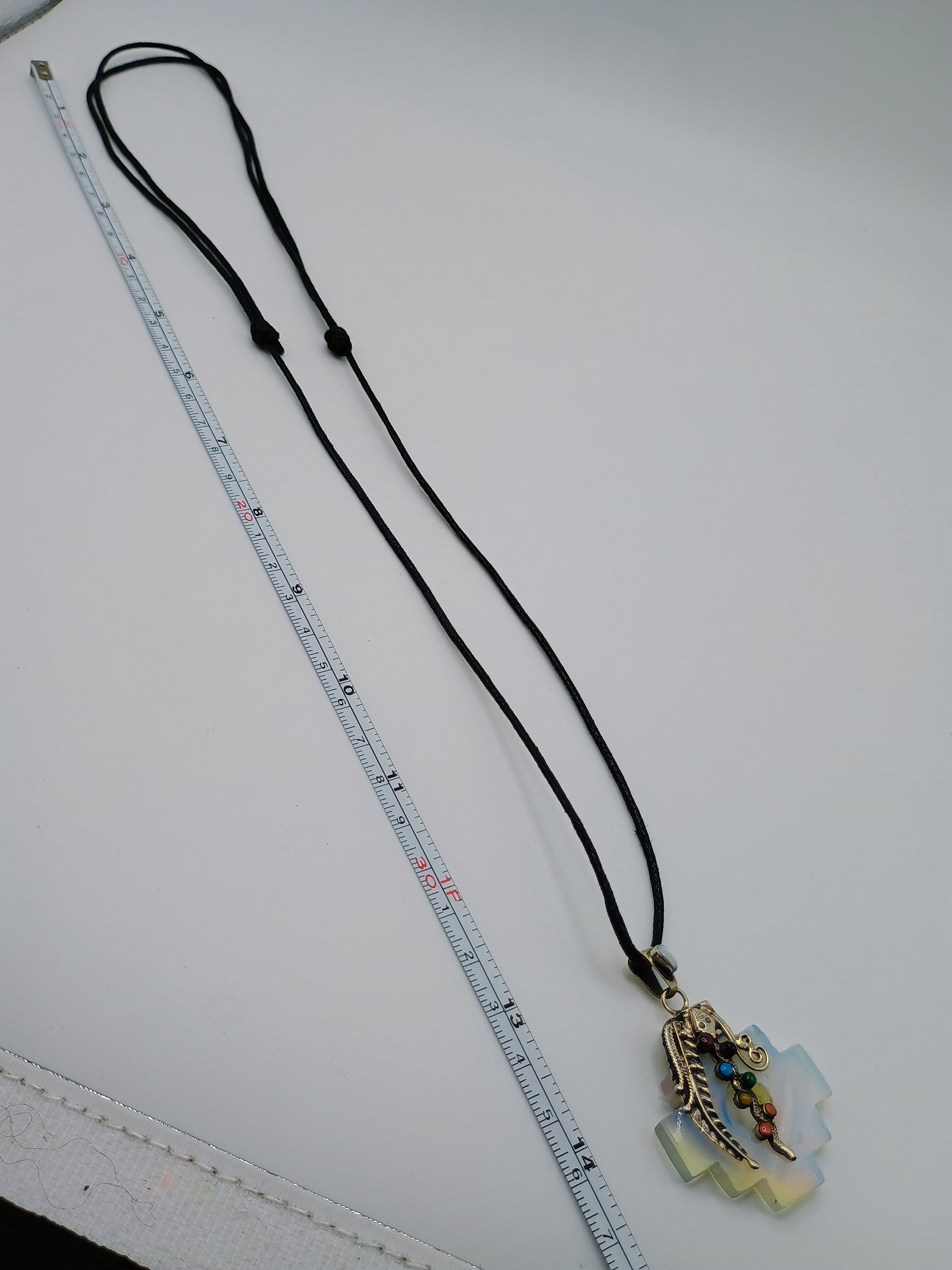 Chakana Necklace in 950 Sterling Silver with Natural Stone Pendant, 7 Chakras