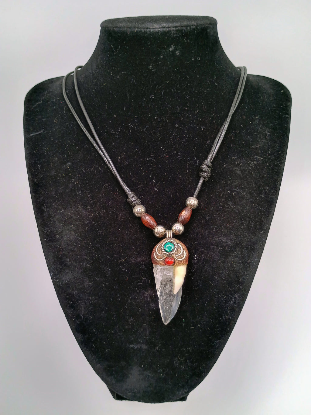 Natural Crystal Quartz Necklace, Shamanic Handmade Jewelry