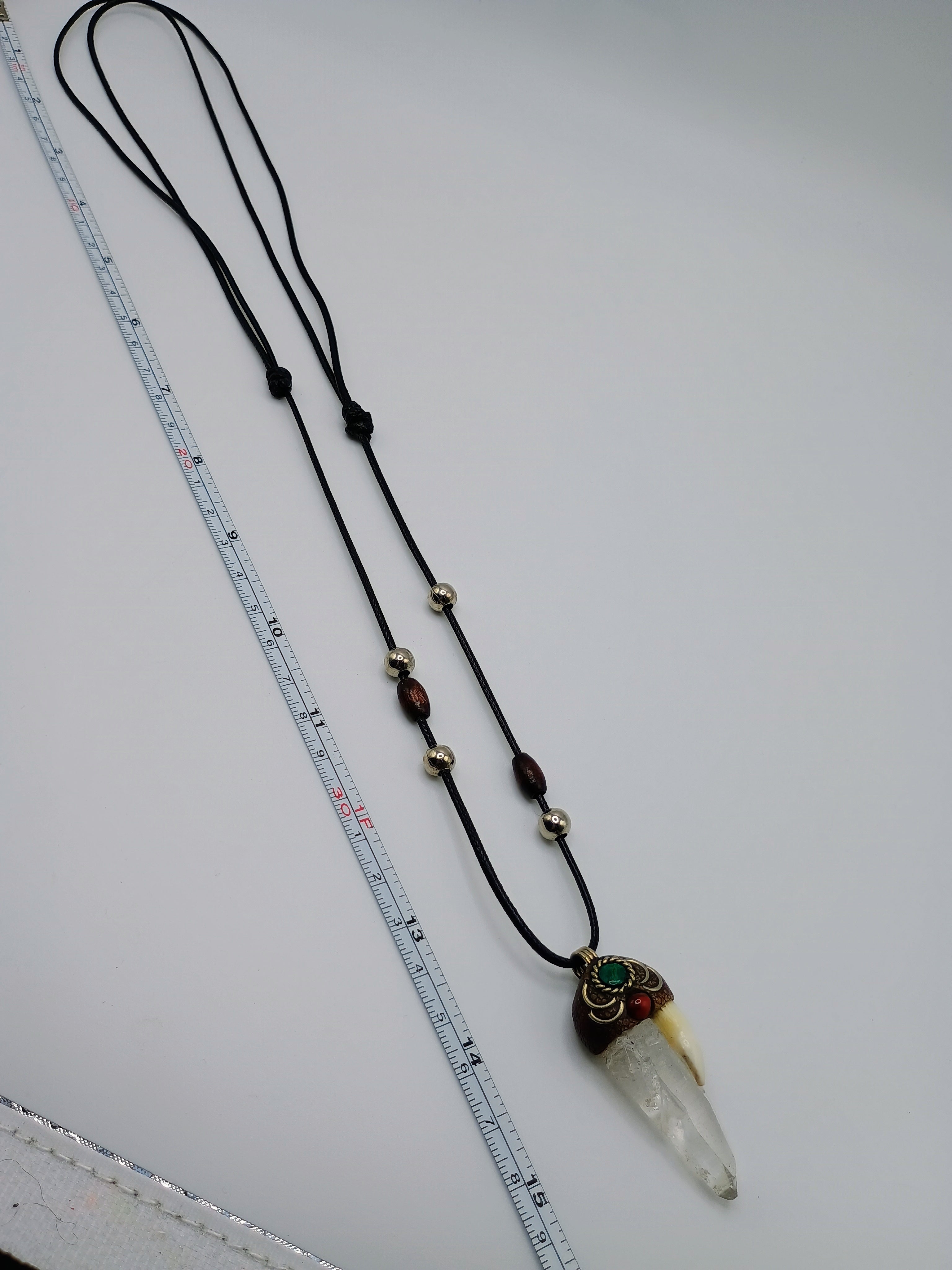 Natural Crystal Quartz Necklace, Shamanic Handmade Jewelry