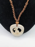 Pelican Spirit Necklace, Hand-Carved Natural Macrame