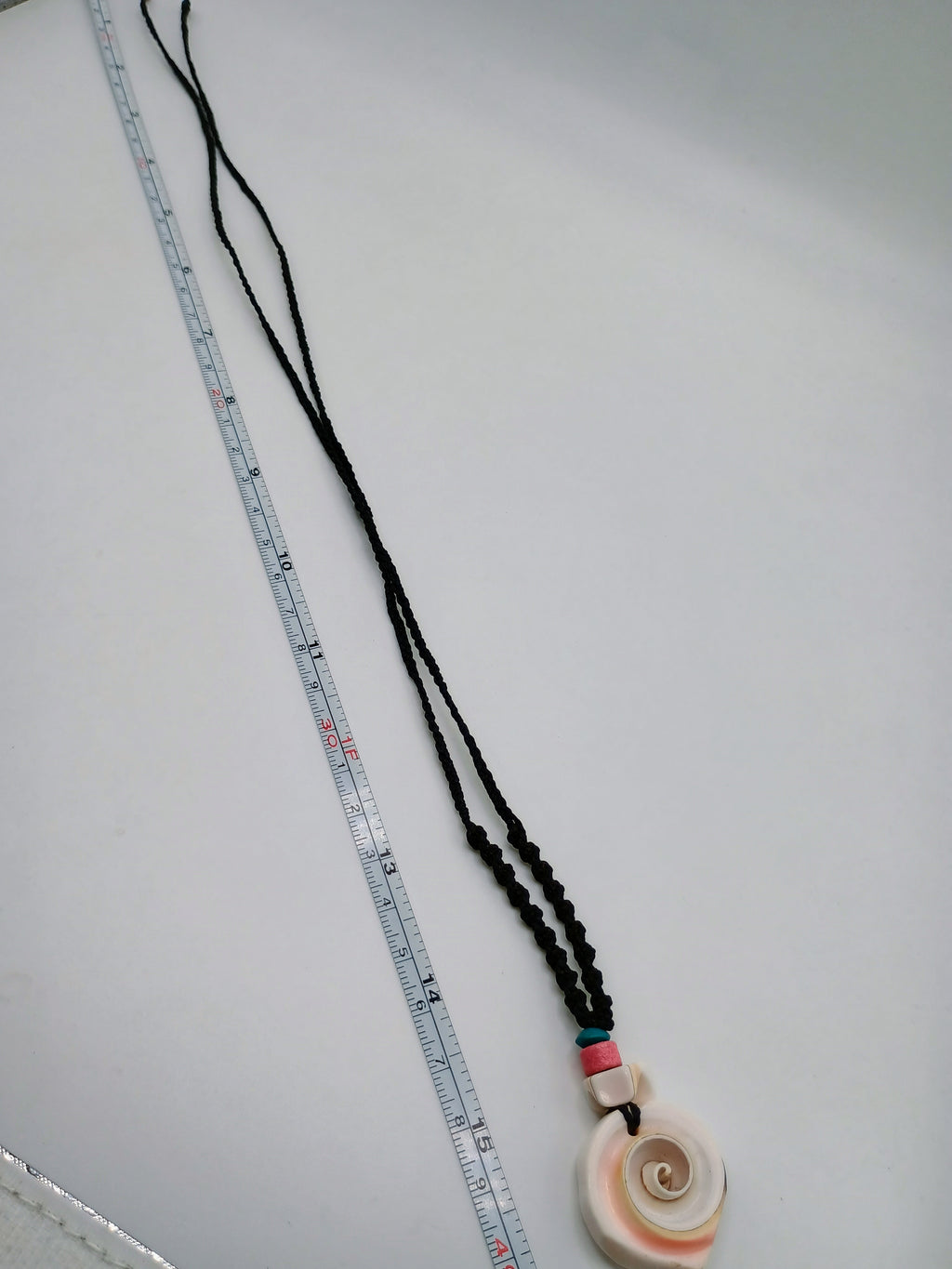 Handmade Macrame Necklace with Mother-of-Pearl Spiral Pendant
