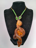 Chonta Wood Carved Snake Necklace Macrame Amulet Protection Wisdom