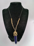 Handmade Natural Sodalite Necklace, Crystal Point Pendant, Spiritual Macrame