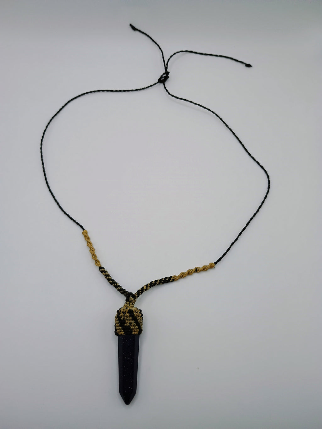 Handmade Natural Sodalite Necklace, Crystal Point Pendant, Spiritual Macrame