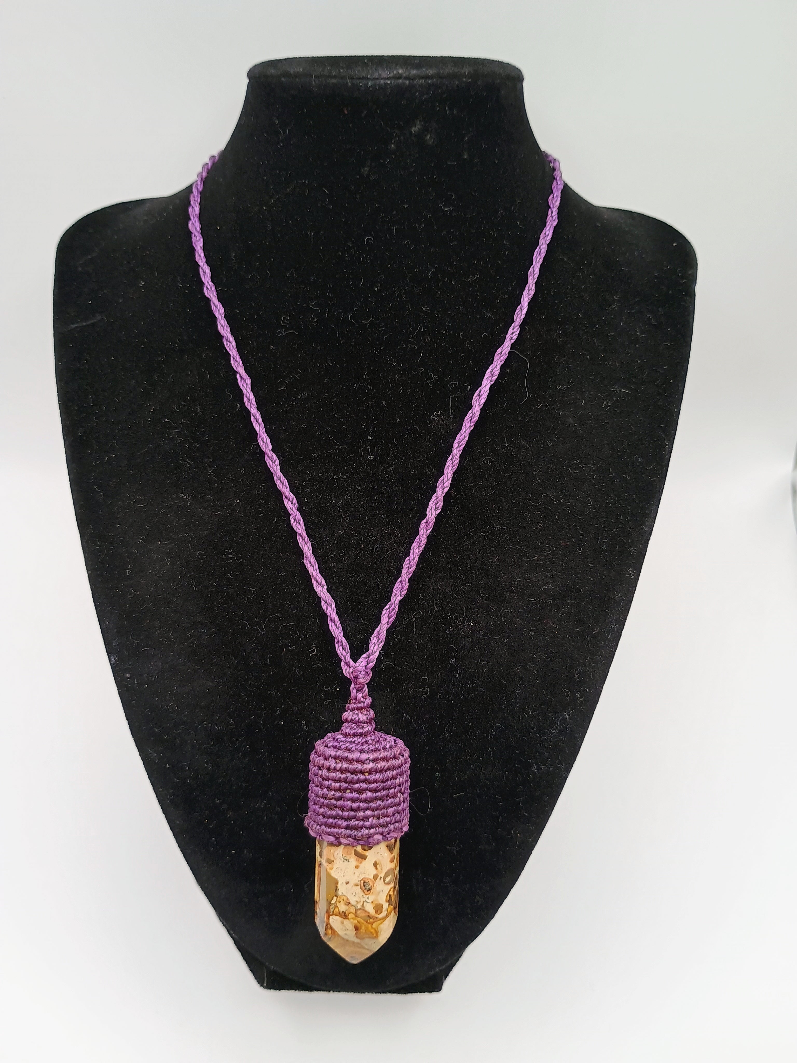 Unisex Necklace Natural Leopard Print Macrame Peruvian Handcrafted