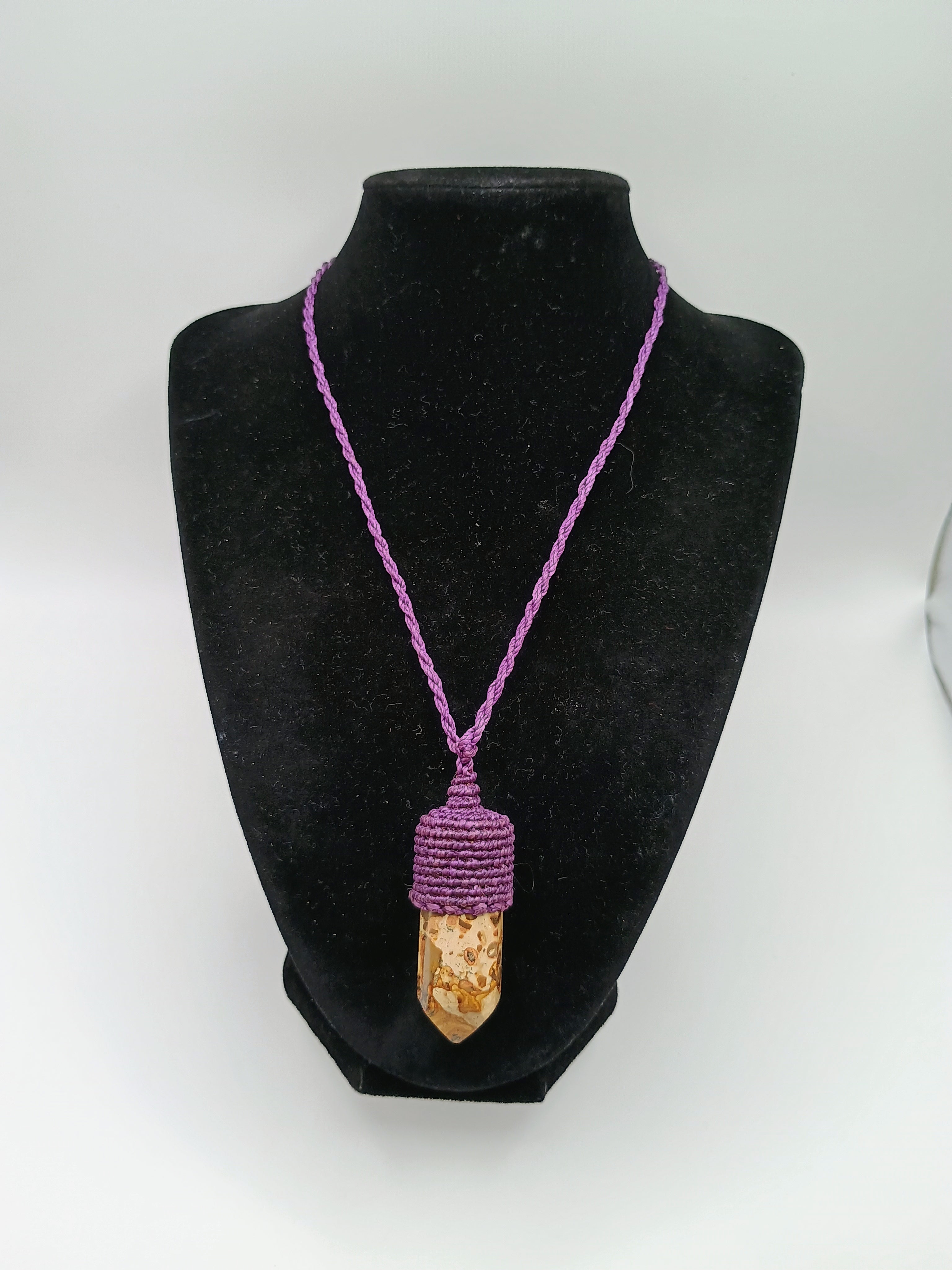 Unisex Necklace Natural Leopard Print Macrame Peruvian Handcrafted