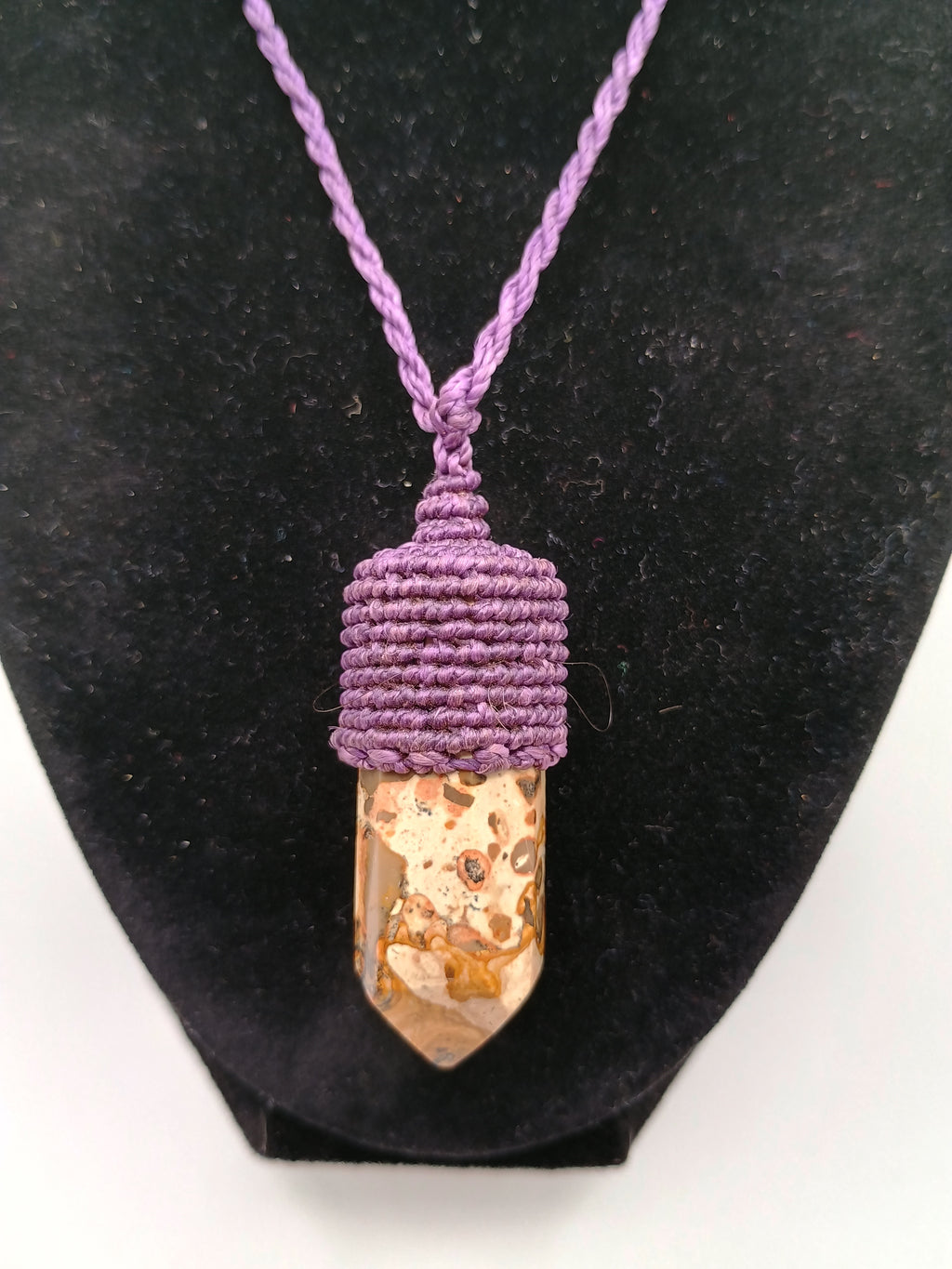 Unisex Necklace Natural Leopard Print Macrame Peruvian Handcrafted