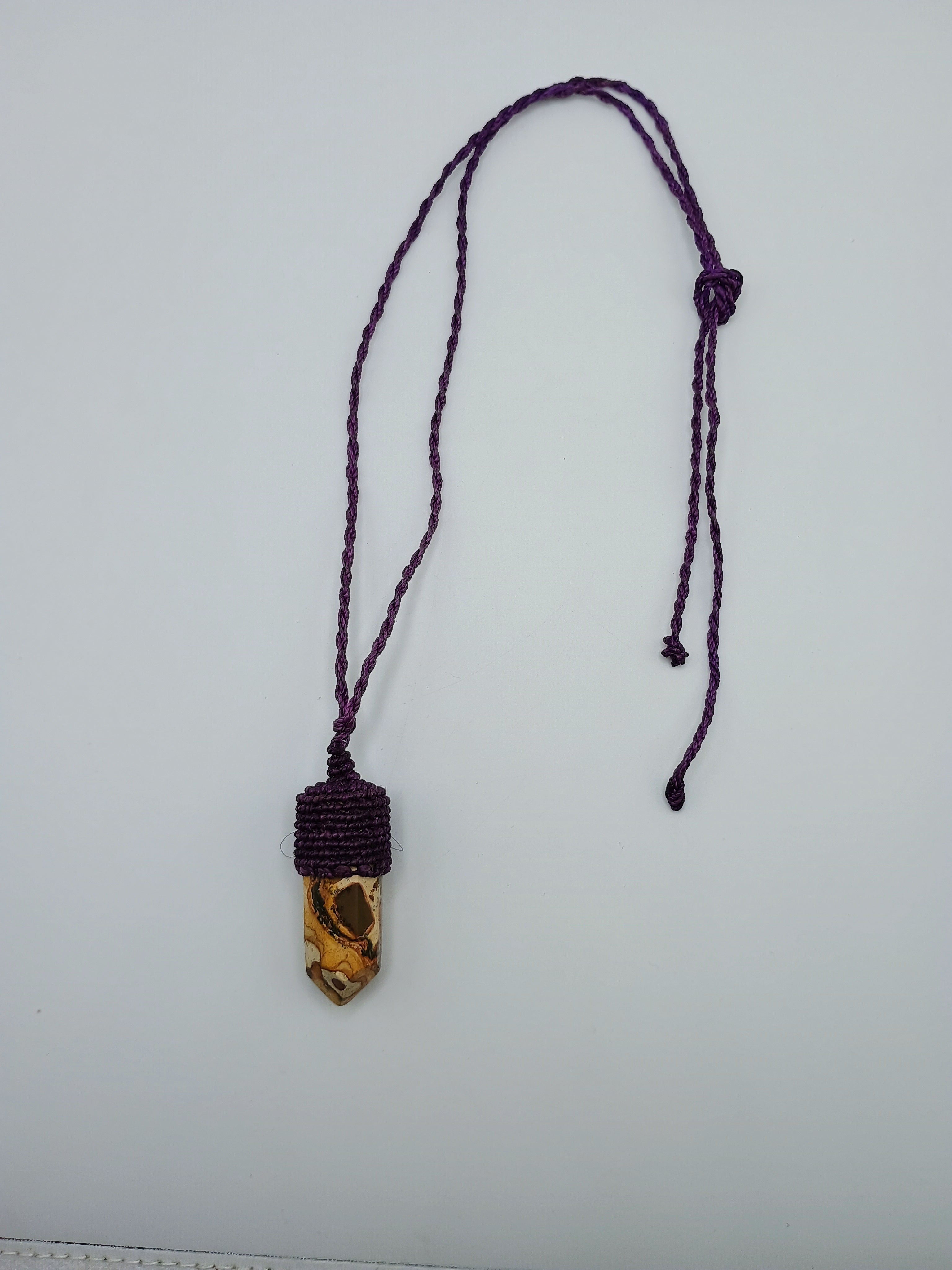 Unisex Necklace Natural Leopard Print Macrame Peruvian Handcrafted