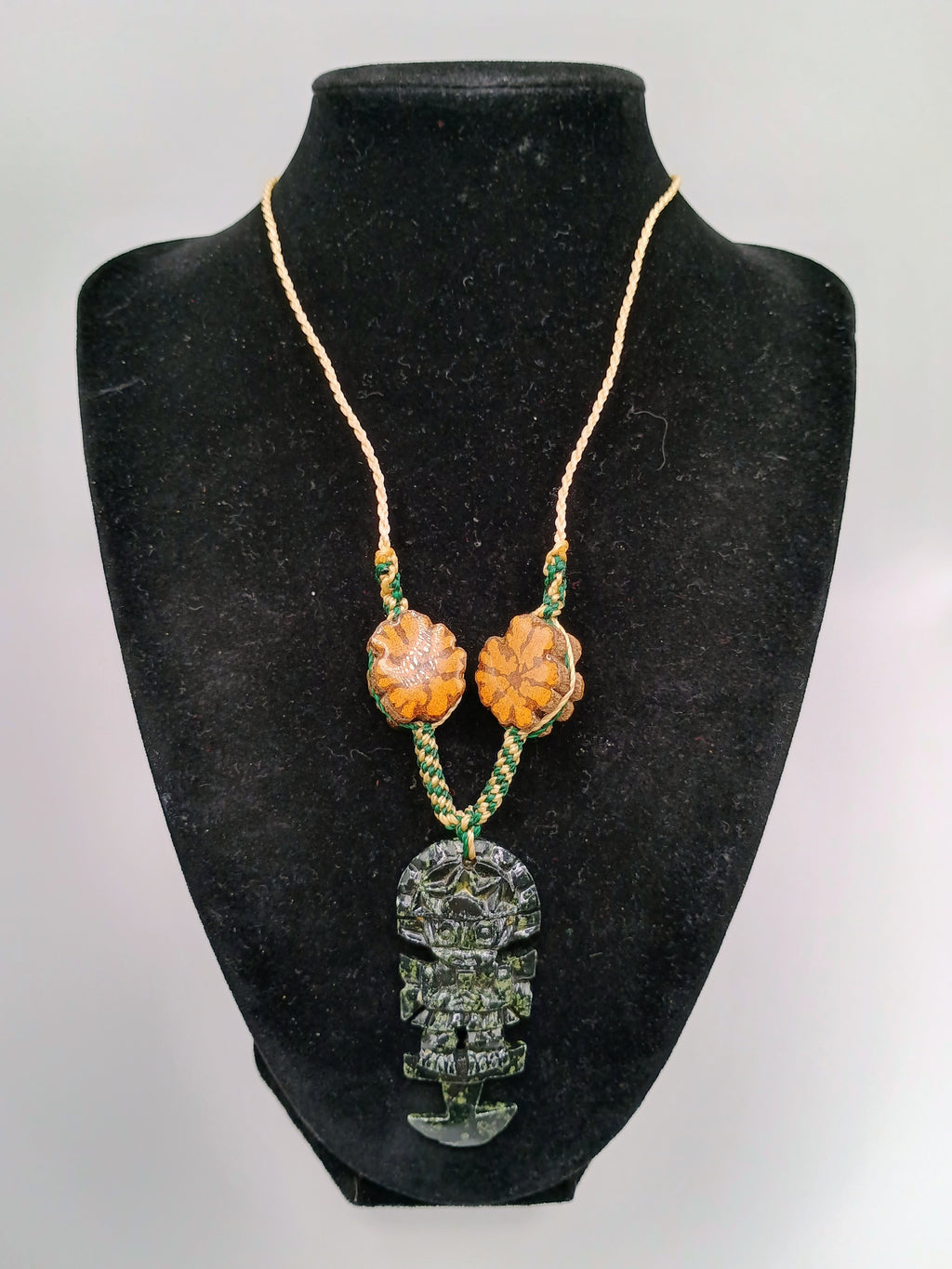 Handmade Necklace with Tumi Stone, Ayahuasca Flower, and Protective Amulet