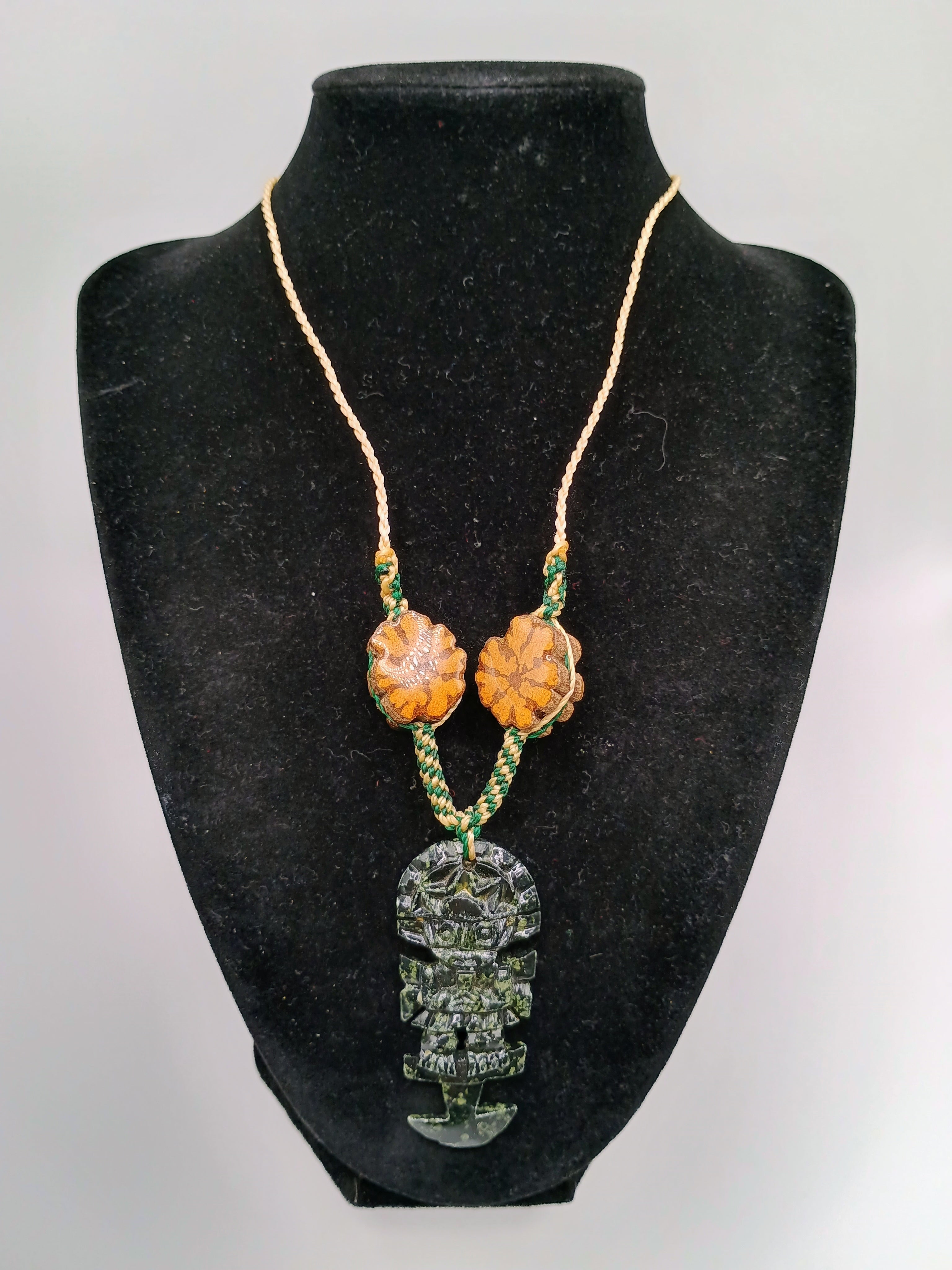 Handmade Necklace with Tumi Stone, Ayahuasca Flower, and Protective Amulet
