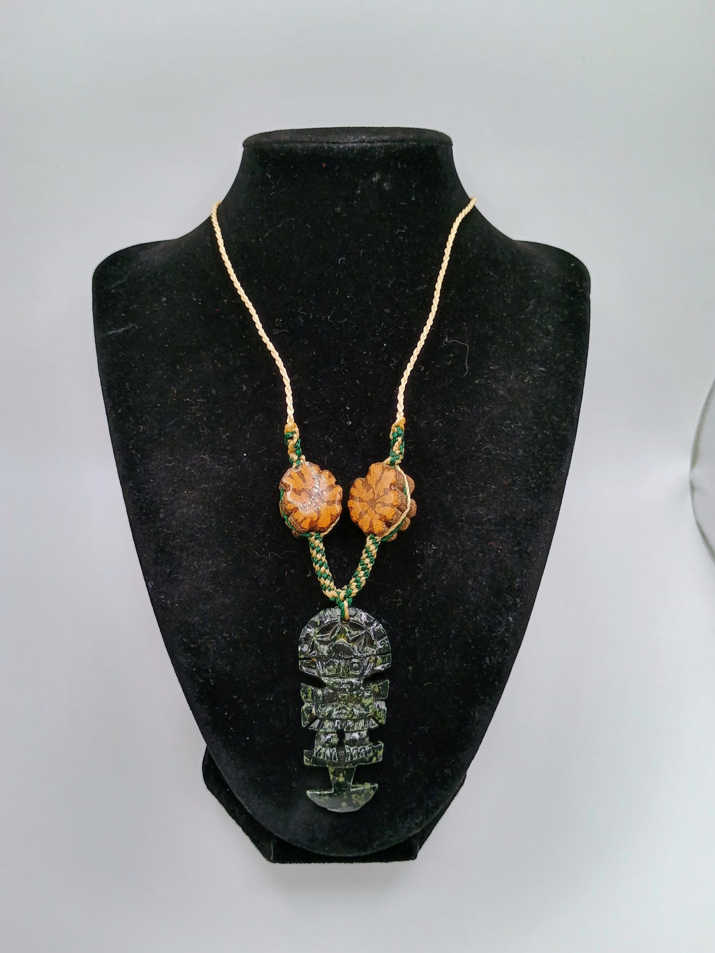 Handmade Necklace with Tumi Stone, Ayahuasca Flower, and Protective Amulet