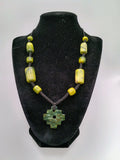Inca Chakana Necklace, Peruvian Natural Serpent Stone, Protection Amulet