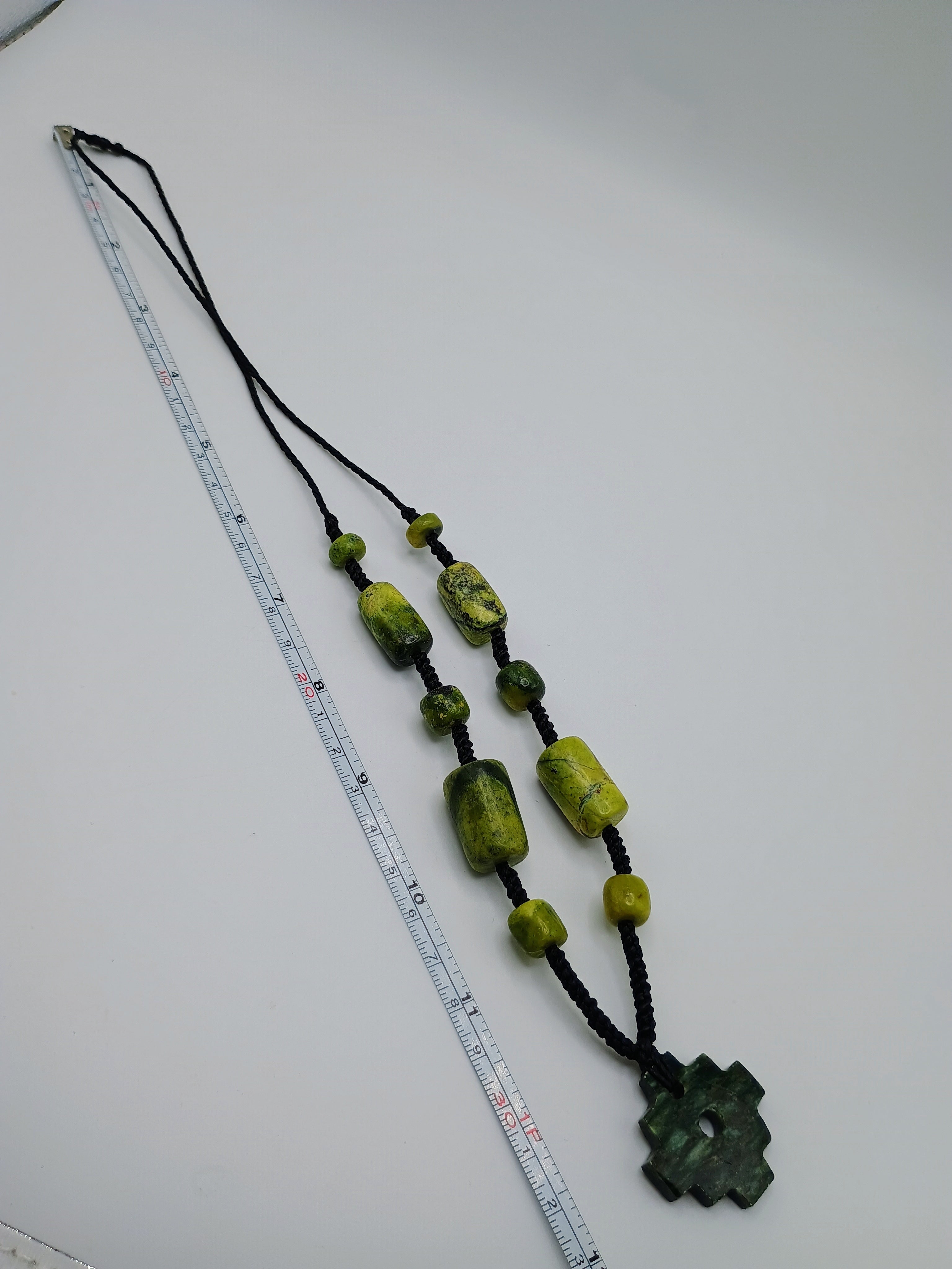 Inca Chakana Necklace, Peruvian Natural Serpent Stone, Protection Amulet