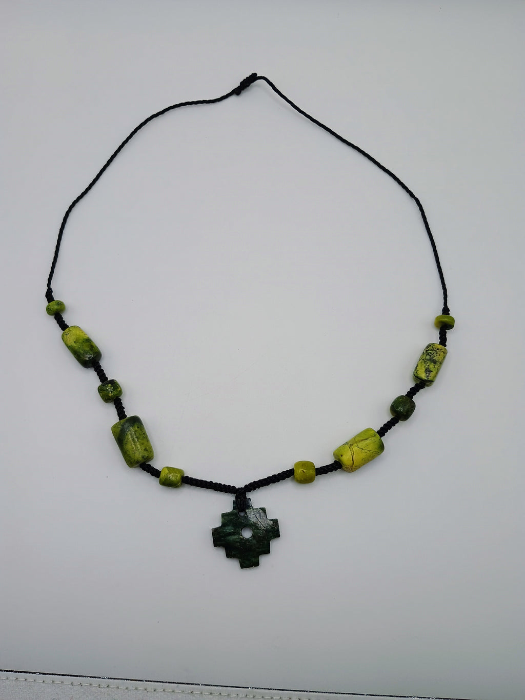 Inca Chakana Necklace, Peruvian Natural Serpent Stone, Protection Amulet