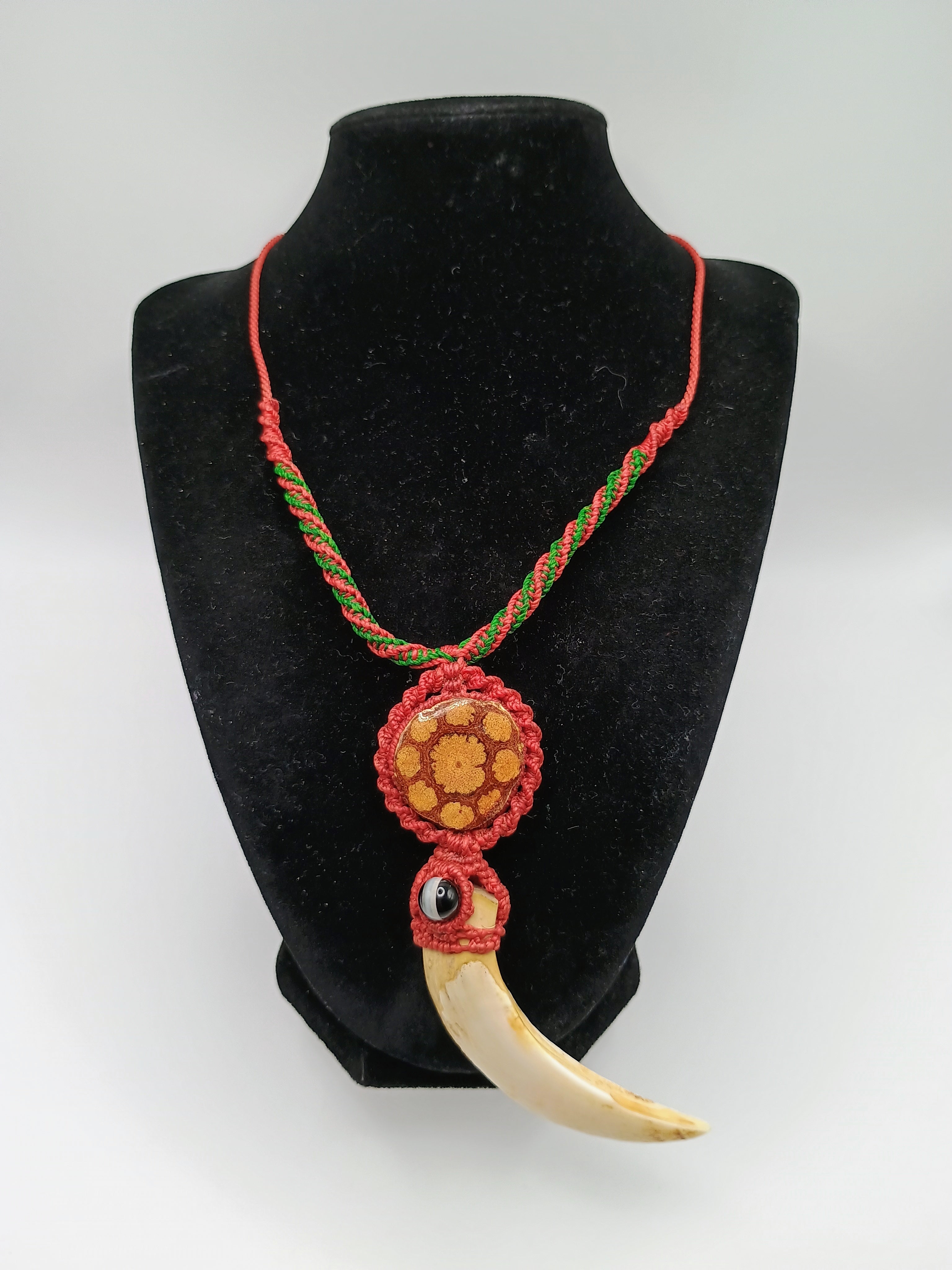 Handmade Macrame Necklace with Natural Sea Lion Tooth