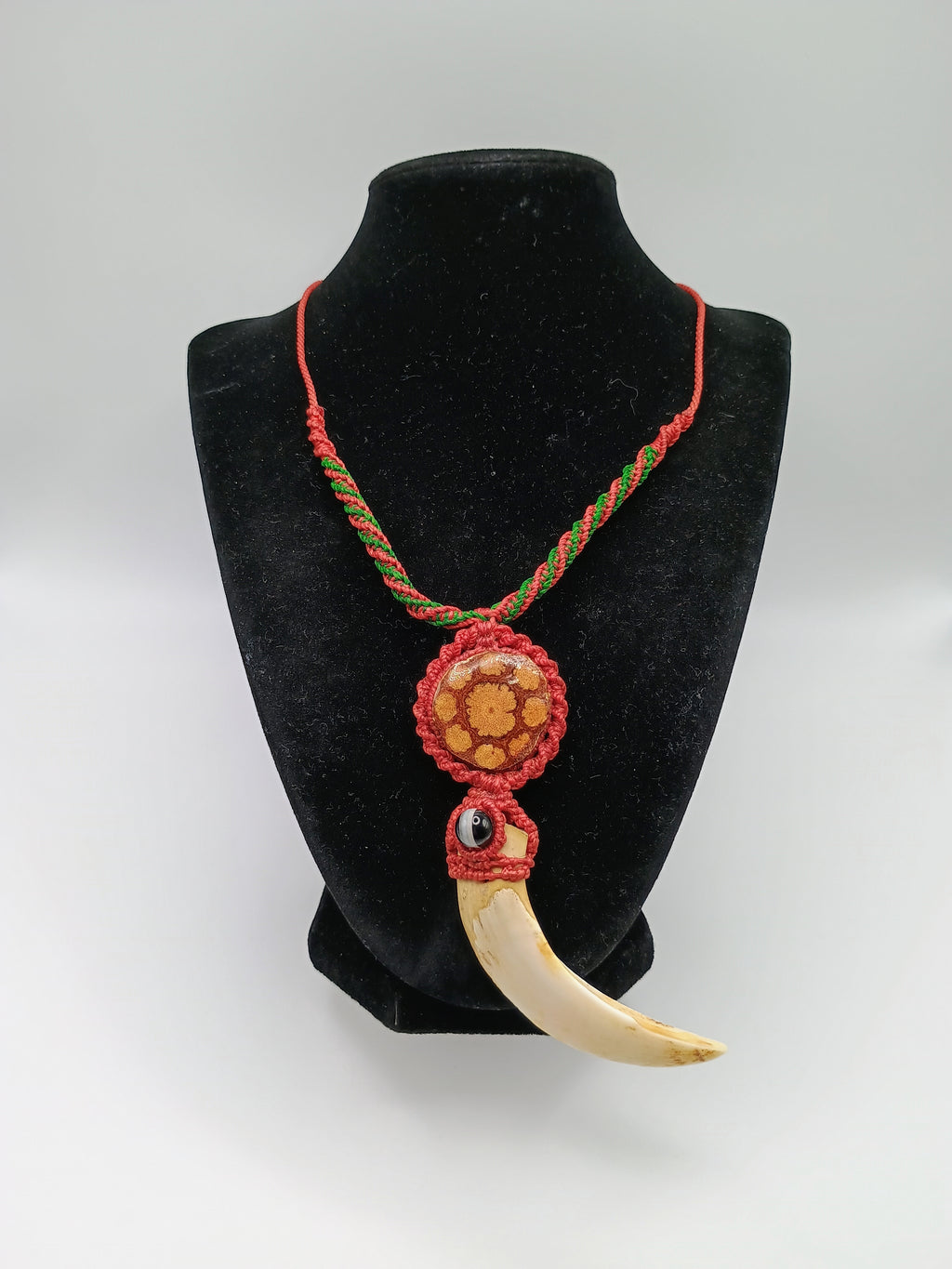 Handmade Macrame Necklace with Natural Sea Lion Tooth