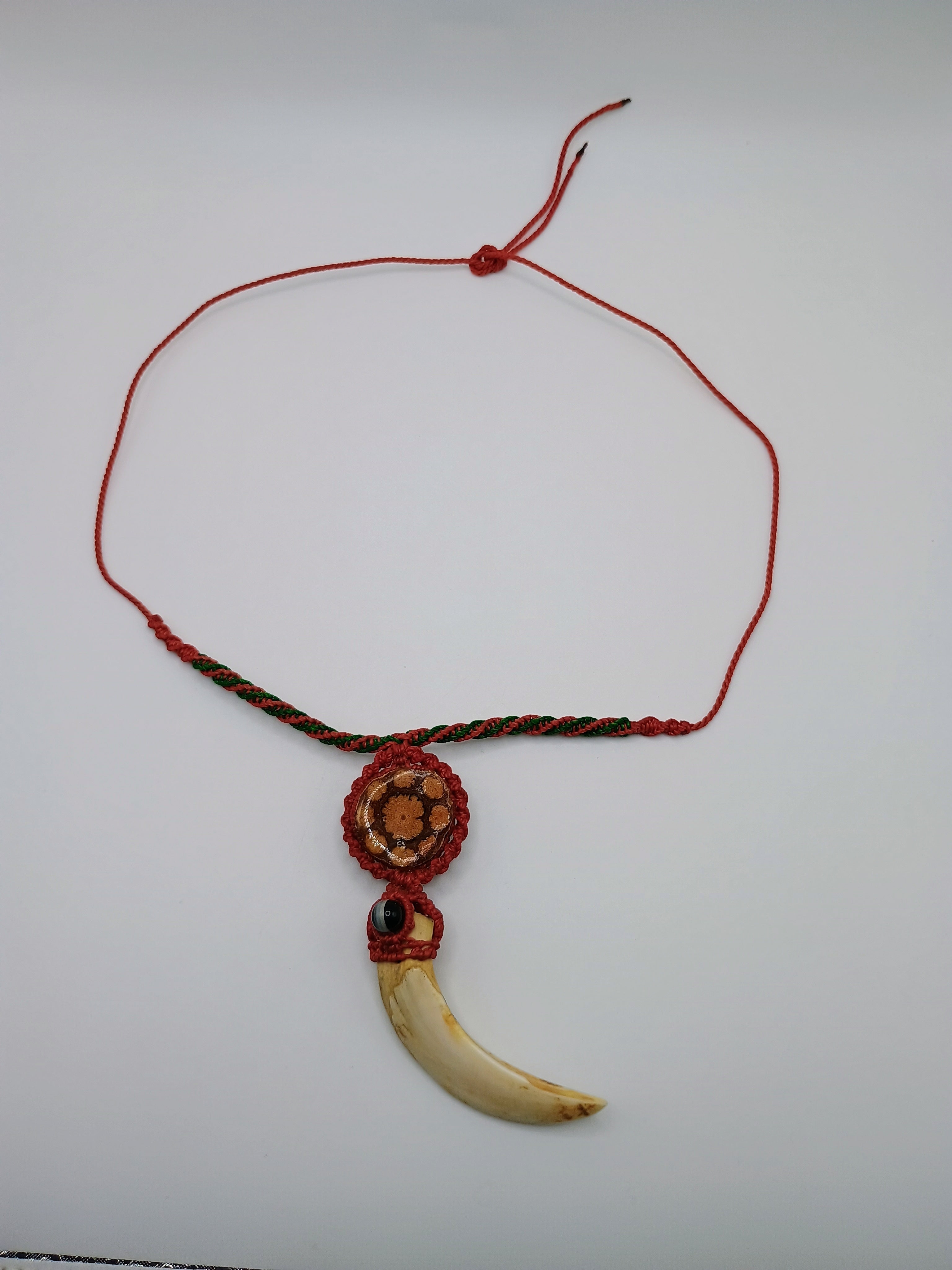 Handmade Macrame Necklace with Natural Sea Lion Tooth