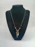 Quartz Crystal Necklace with Sea Lion Tooth Natural Amulet and Adjustable Cord