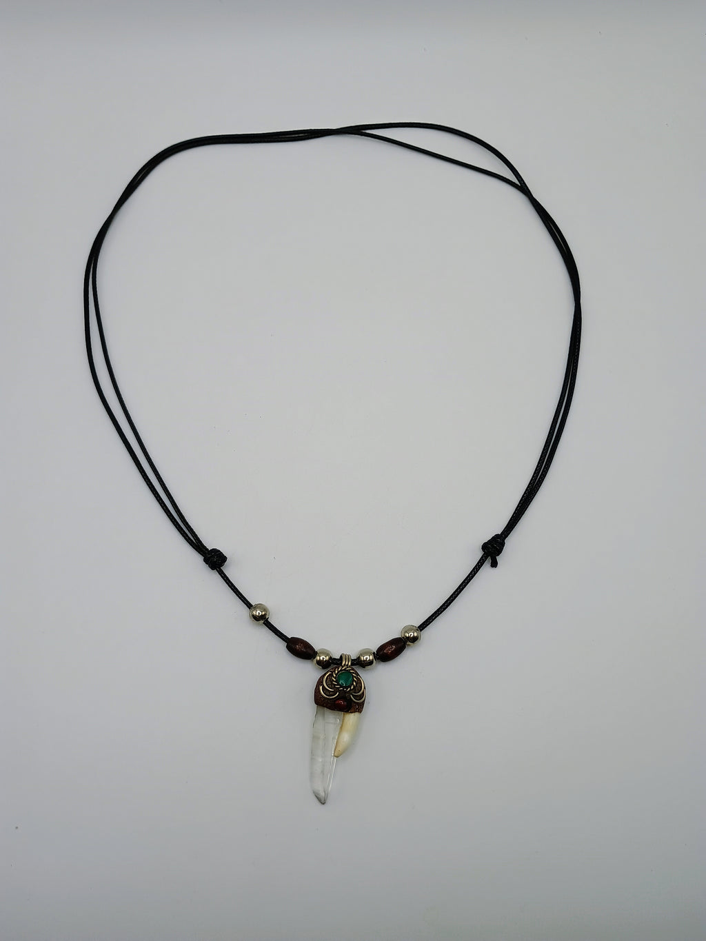 Quartz Crystal Necklace with Sea Lion Tooth Natural Amulet and Adjustable Cord