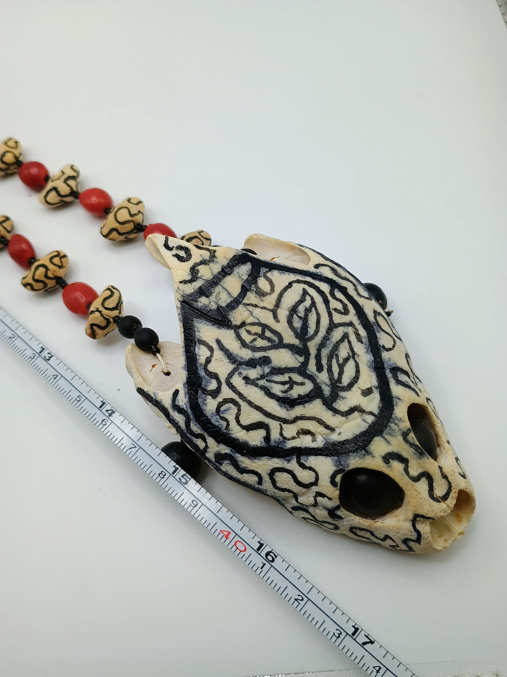 Shamanic Necklace Huayruro Seeds Collected Turtle Skull