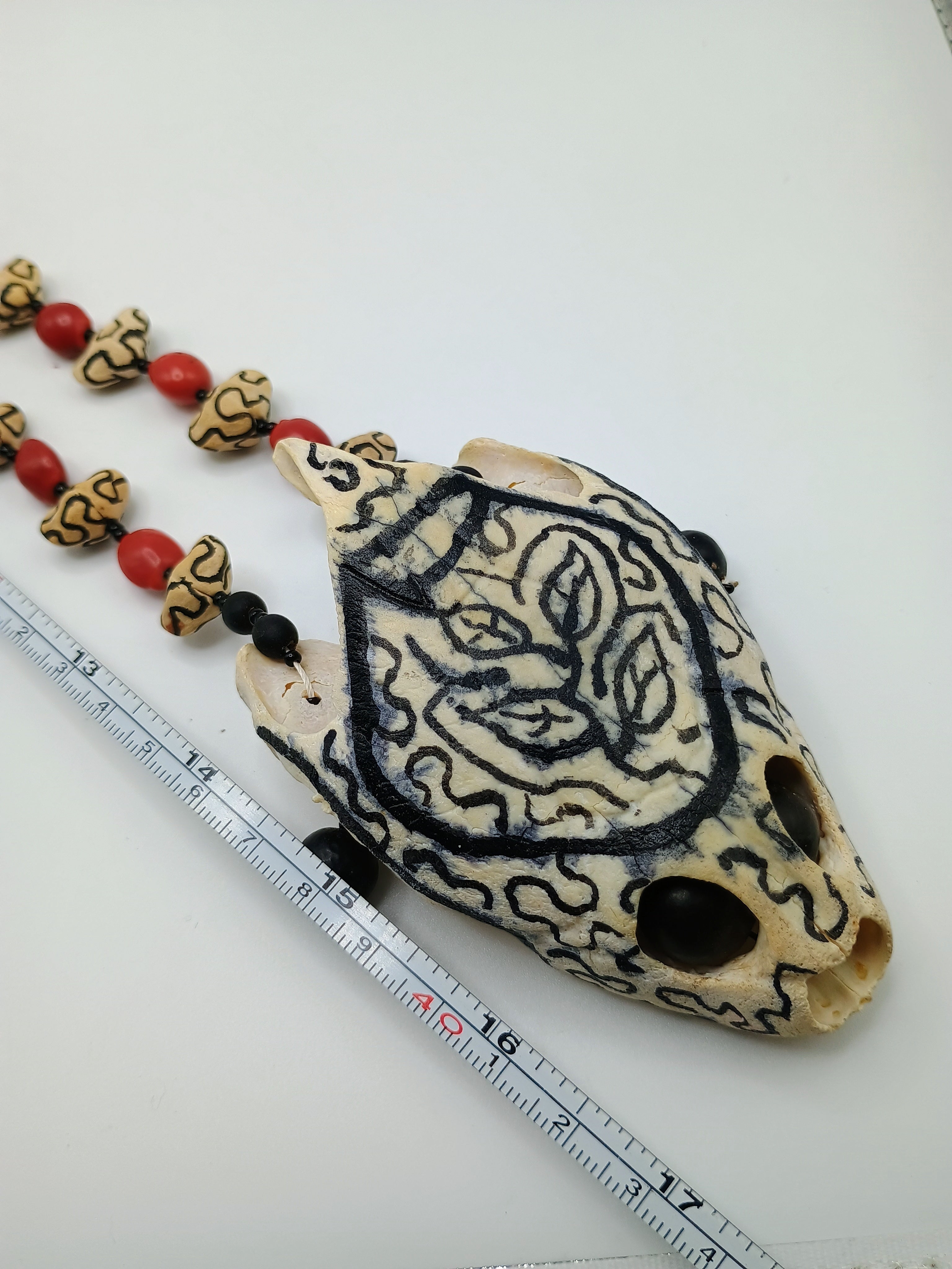 Shamanic Necklace Huayruro Seeds Collected Turtle Skull