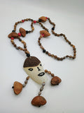 Handmade Fish Fin Necklace with Natural Seeds and Painted Face