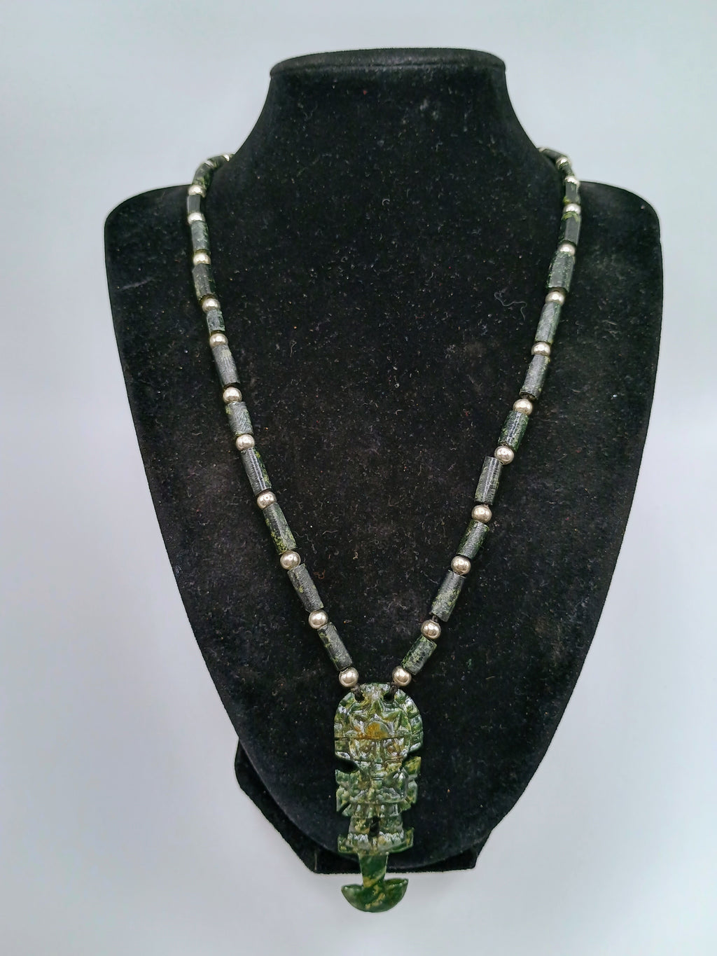 Tumi Necklace, Green Stone, Handmade Peruvian Amulet, Protection, Luck