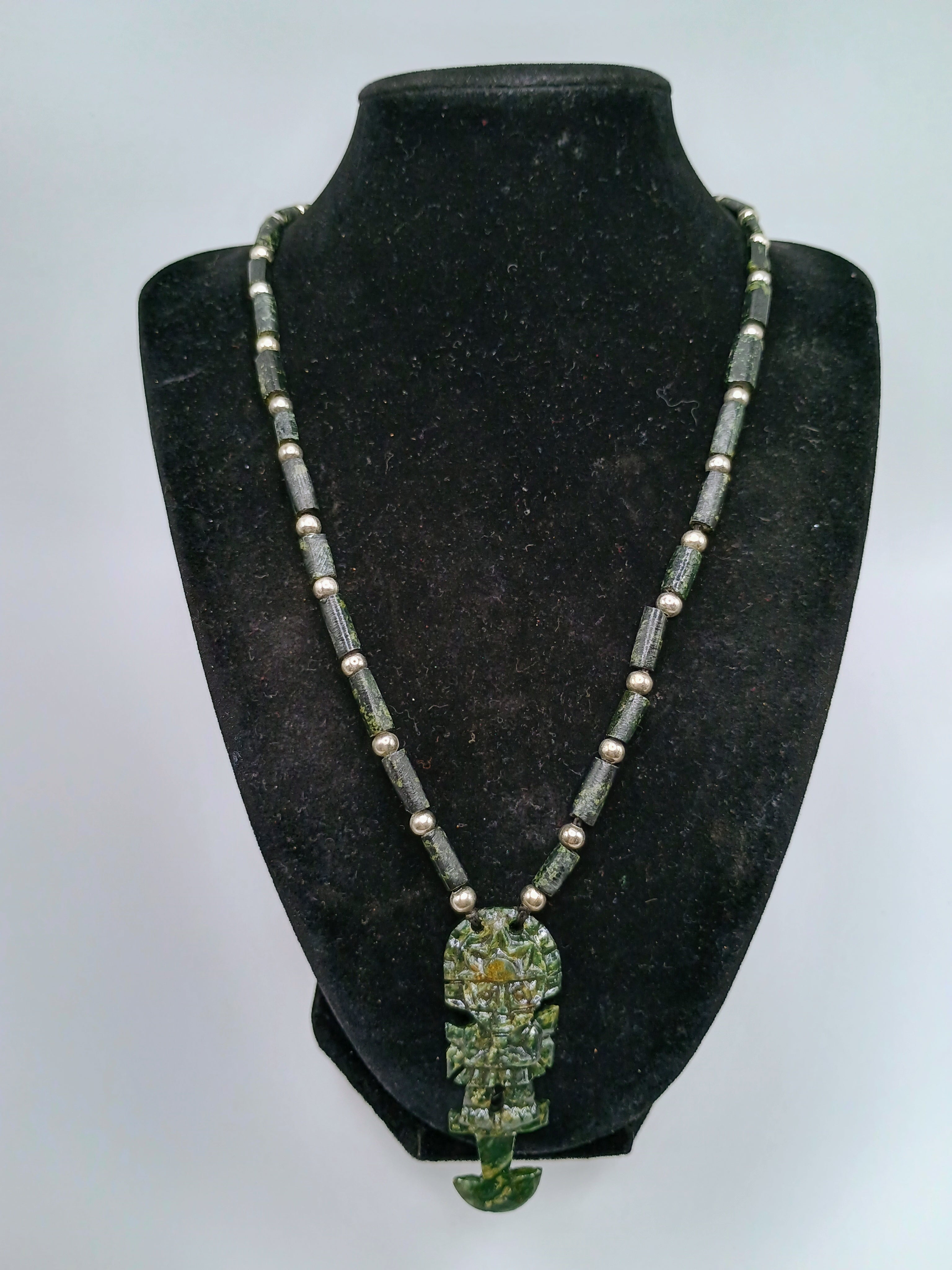 Tumi Necklace, Green Stone, Handmade Peruvian Amulet, Protection, Luck