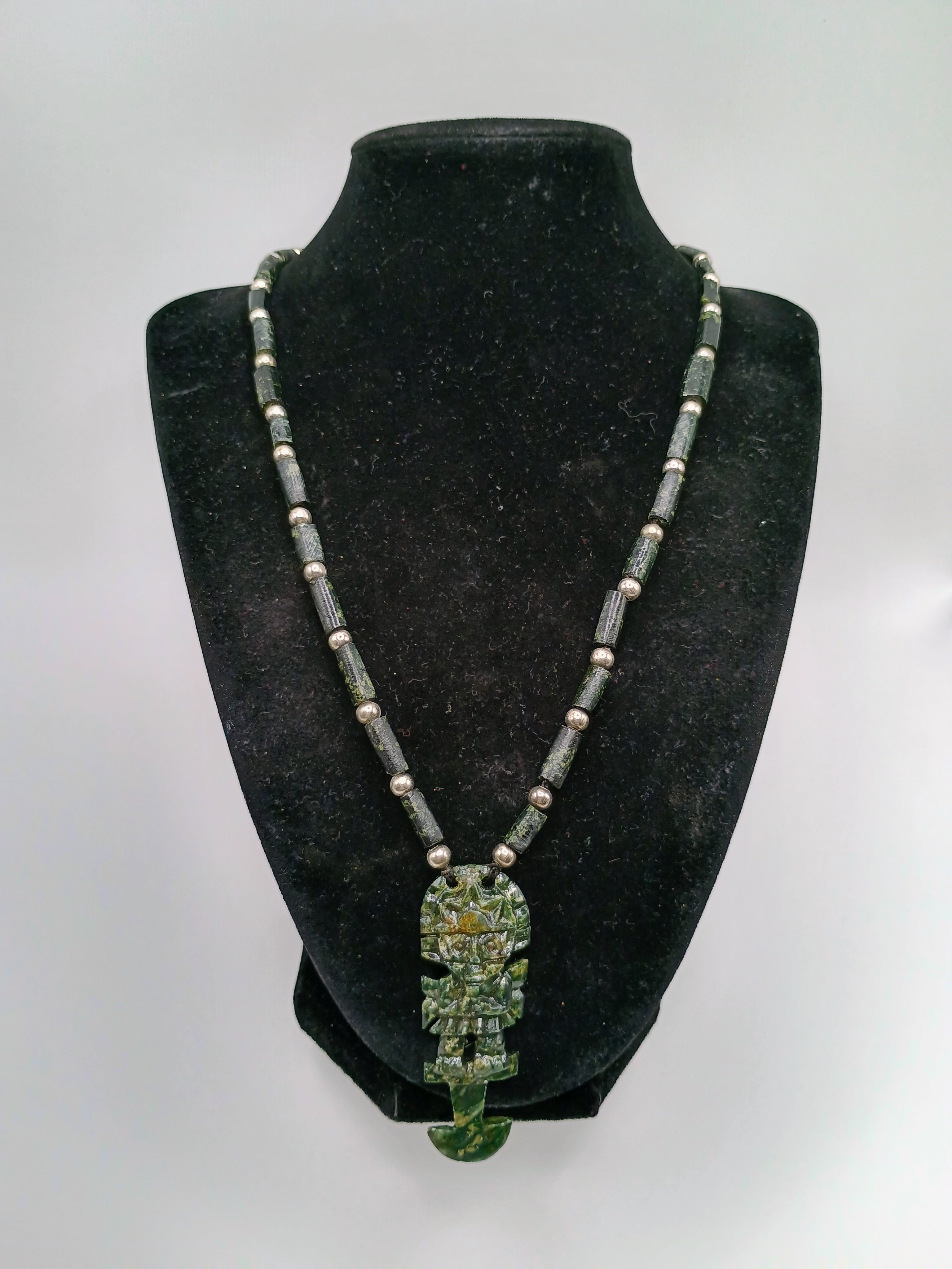 Tumi Necklace, Green Stone, Handmade Peruvian Amulet, Protection, Luck