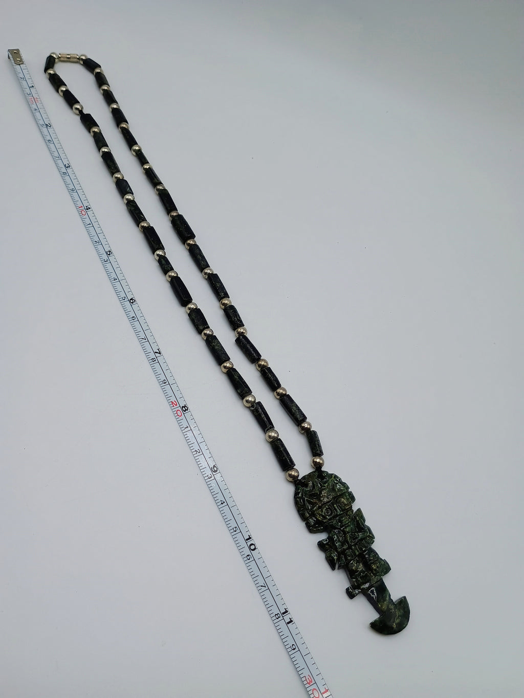 Tumi Necklace, Green Stone, Handmade Peruvian Amulet, Protection, Luck