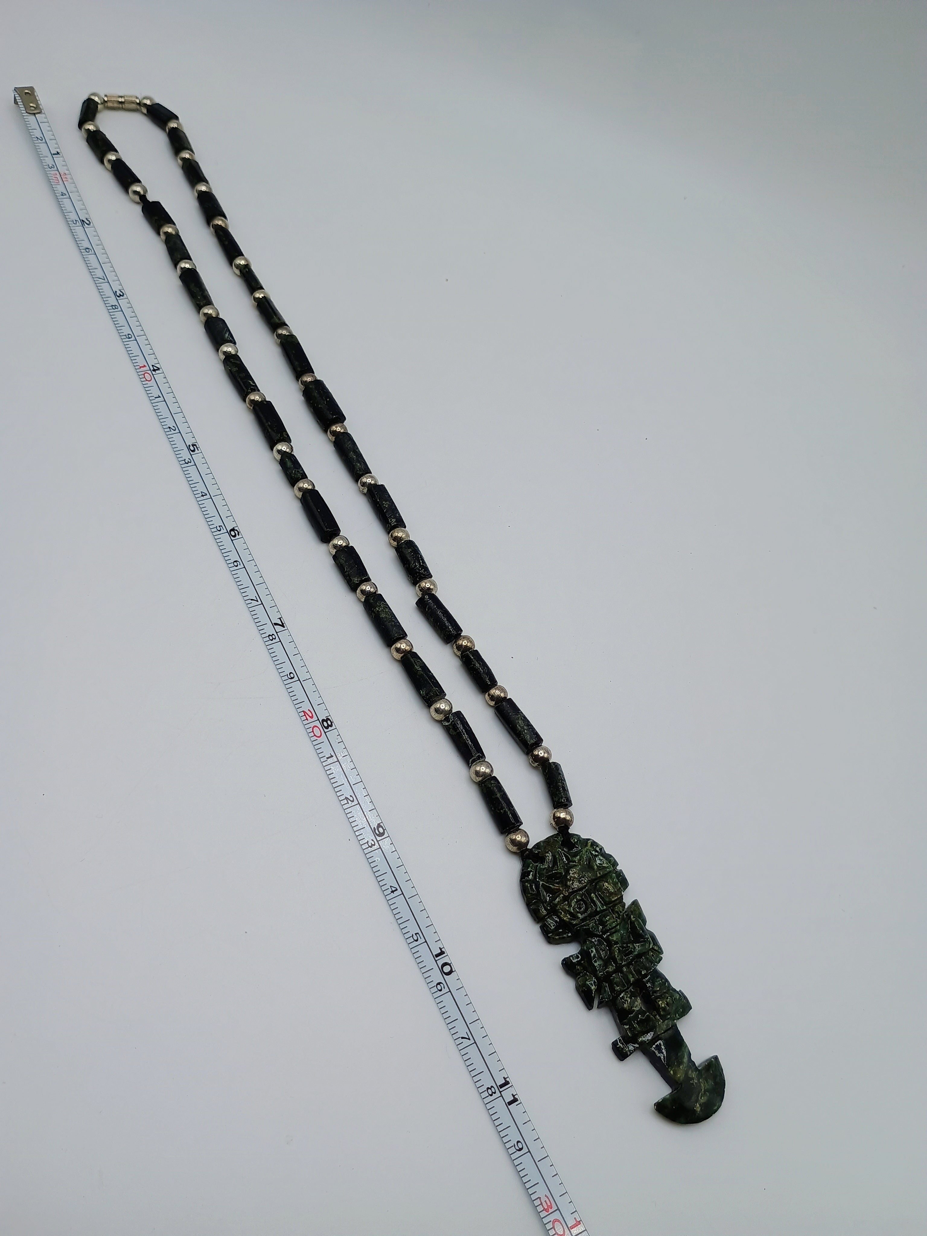 Tumi Necklace, Green Stone, Handmade Peruvian Amulet, Protection, Luck