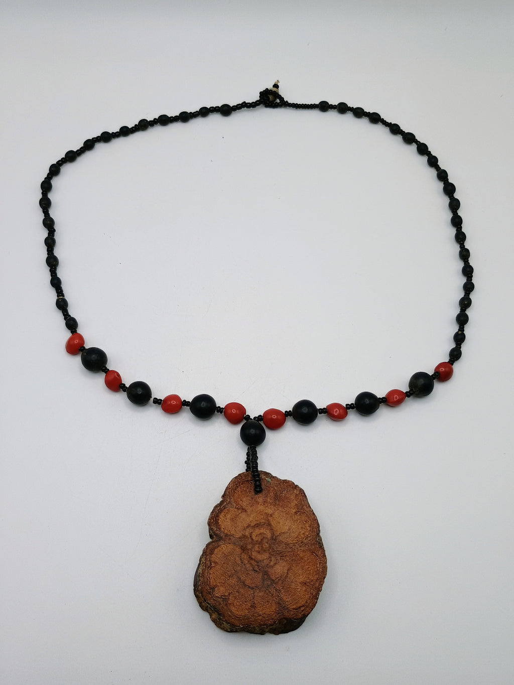 Ayahuasca Flower Necklace with Huayruro Seeds - Handmade Spiritual Protection