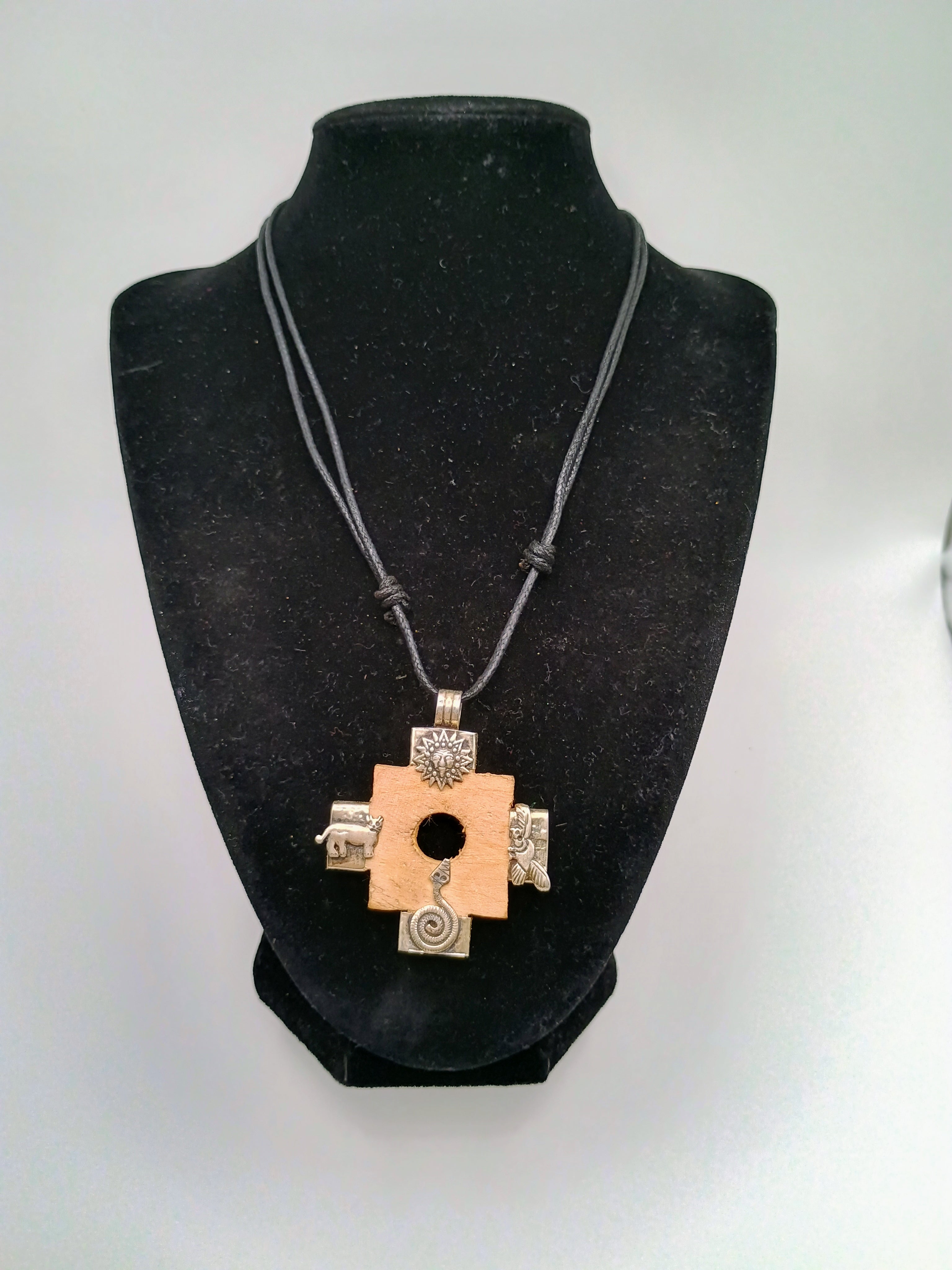 Chakana Inca Cross Necklace, Hand-Carved Chonta Wood