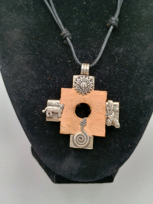 Chakana Inca Cross Necklace, Hand-Carved Chonta Wood