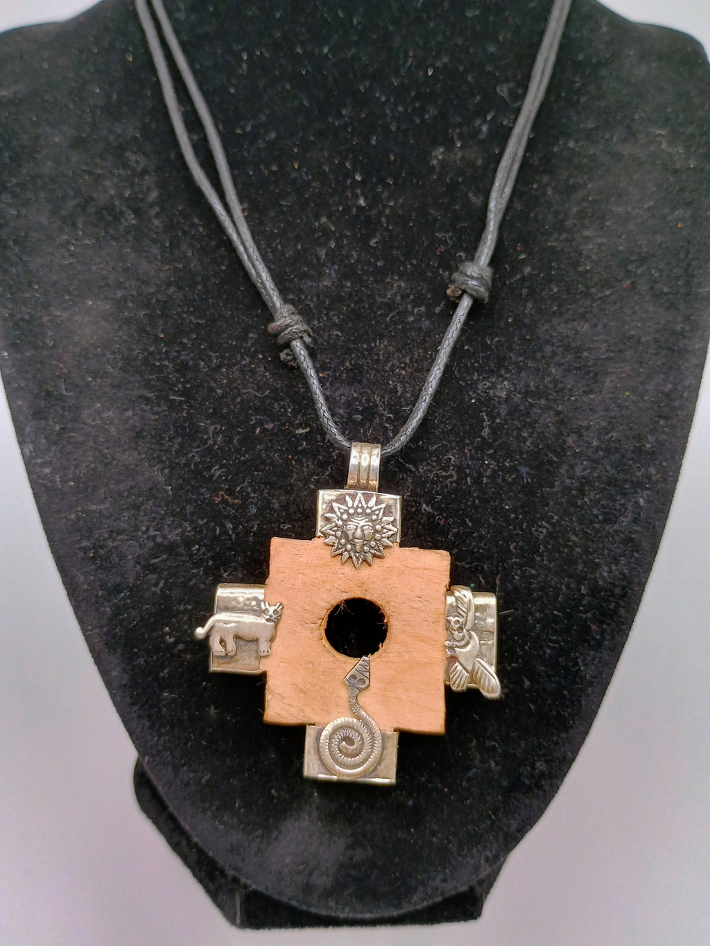 Chakana Inca Cross Necklace, Hand-Carved Chonta Wood