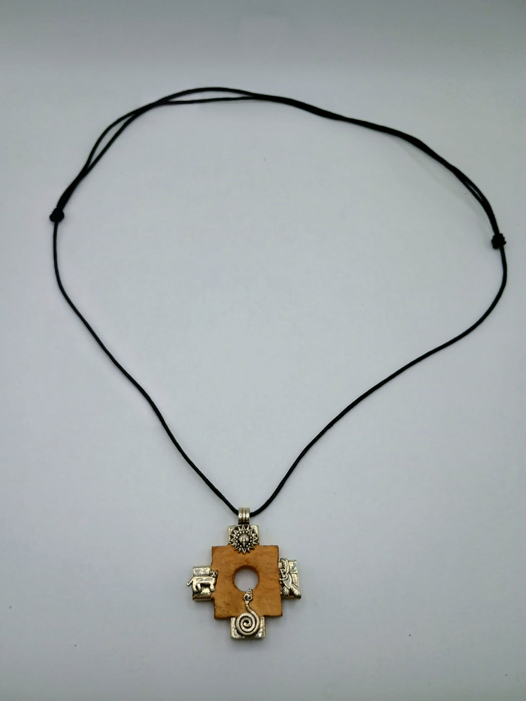 Chakana Inca Cross Necklace, Hand-Carved Chonta Wood