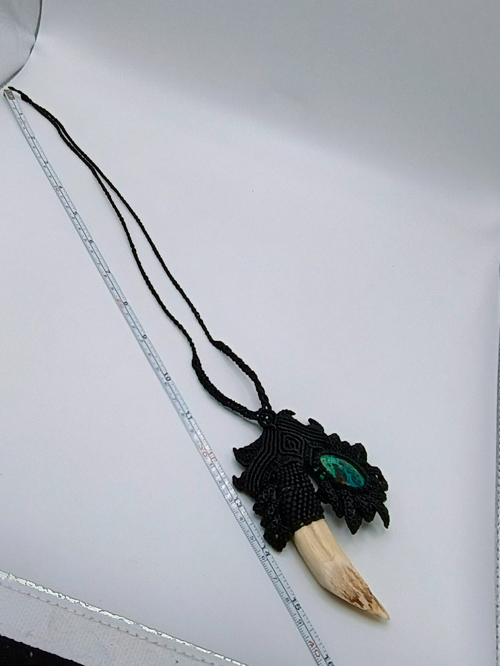 Handmade Macrame Necklace with Dandelion, Seaweed, and Natural Stone