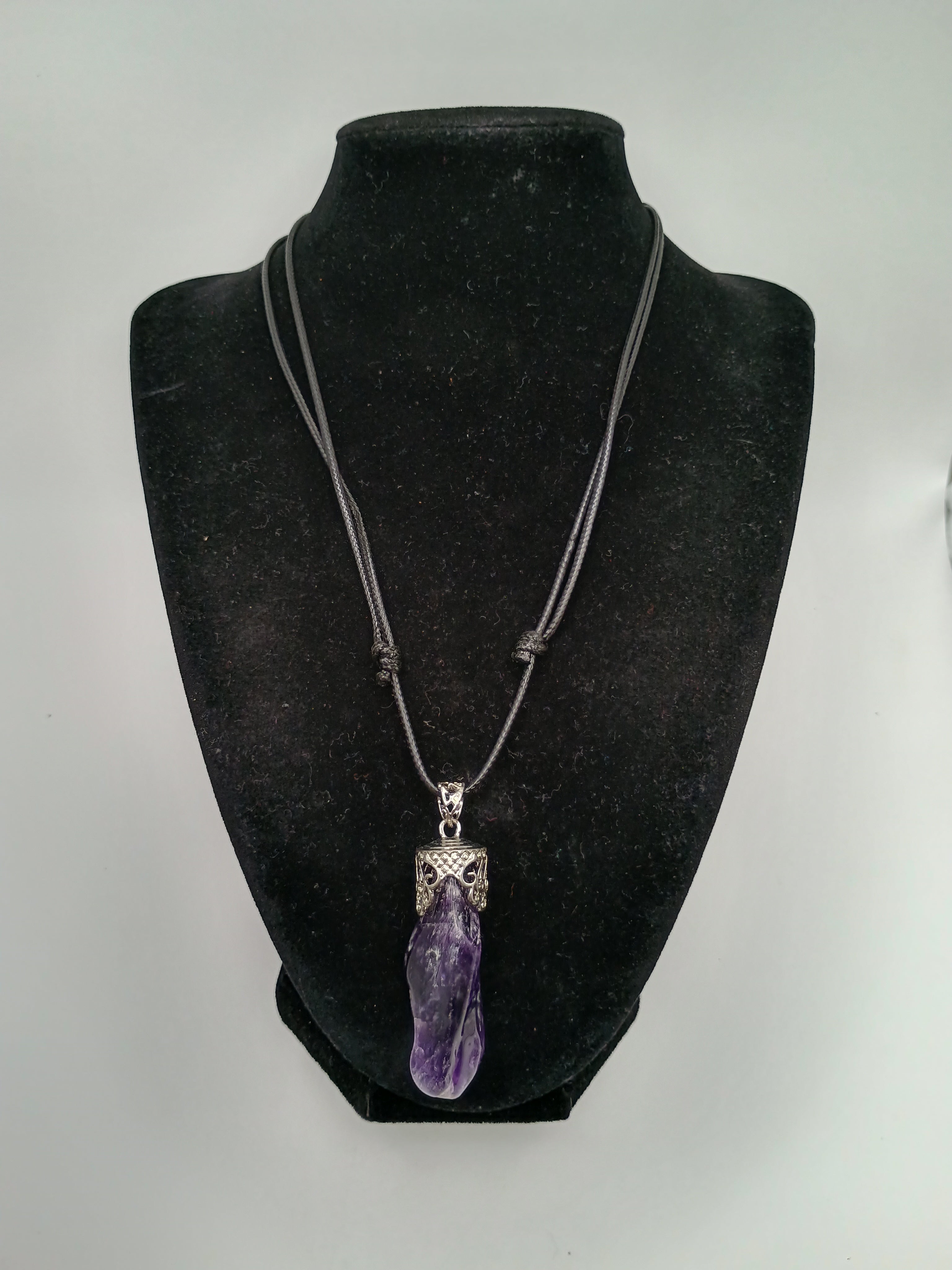 Handmade Natural Amethyst Necklace, Natural Stone Pendant