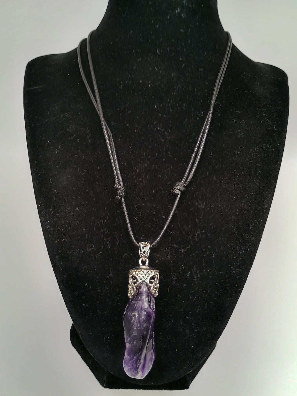 Handmade Natural Amethyst Necklace, Natural Stone Pendant