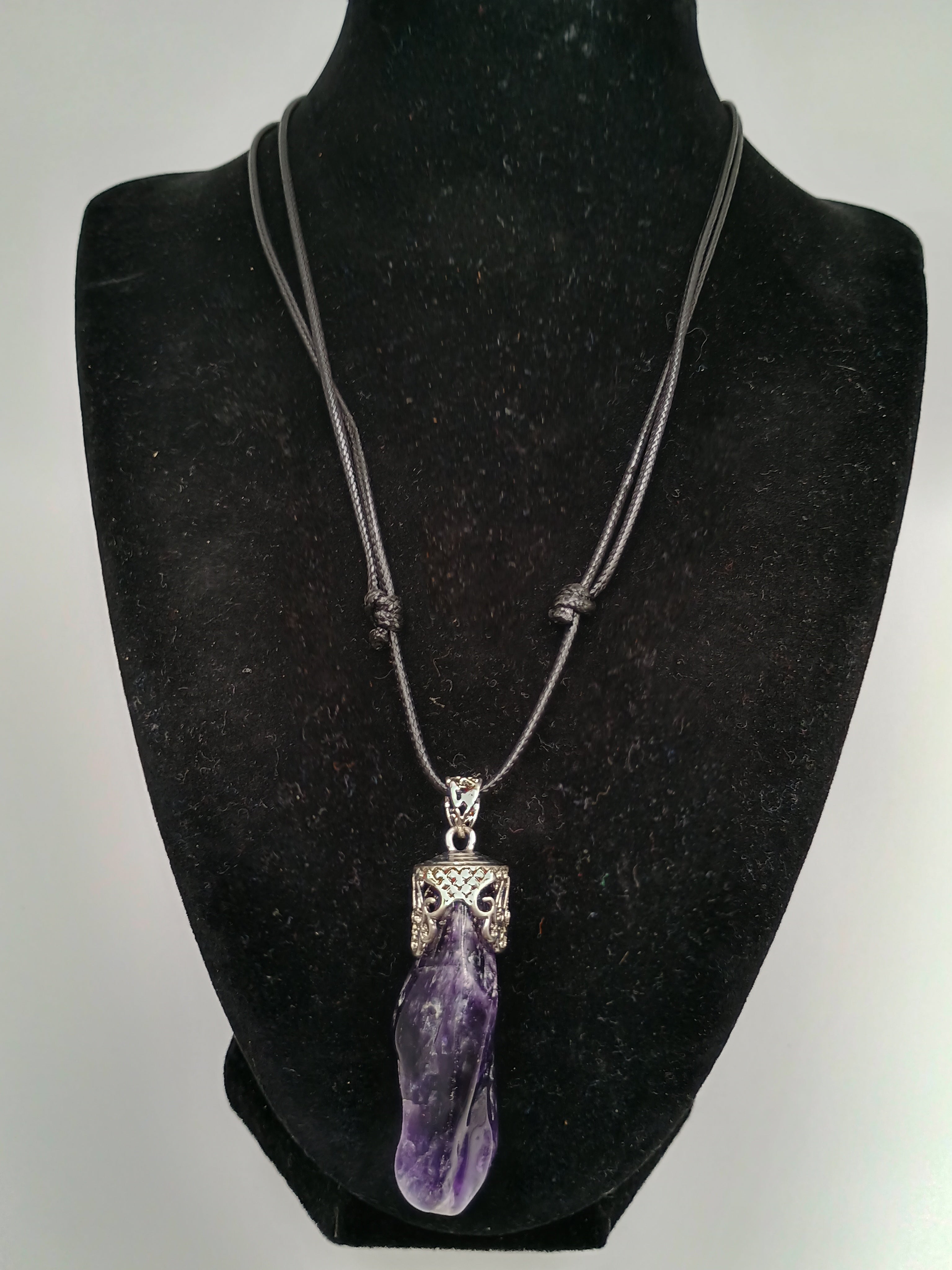 Handmade Natural Amethyst Necklace, Natural Stone Pendant