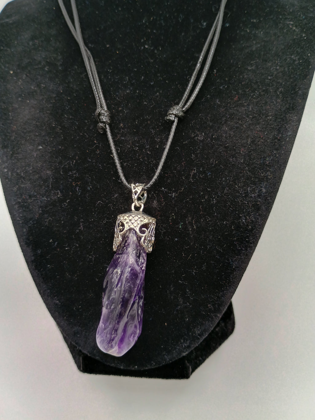 Handmade Natural Amethyst Necklace, Natural Stone Pendant