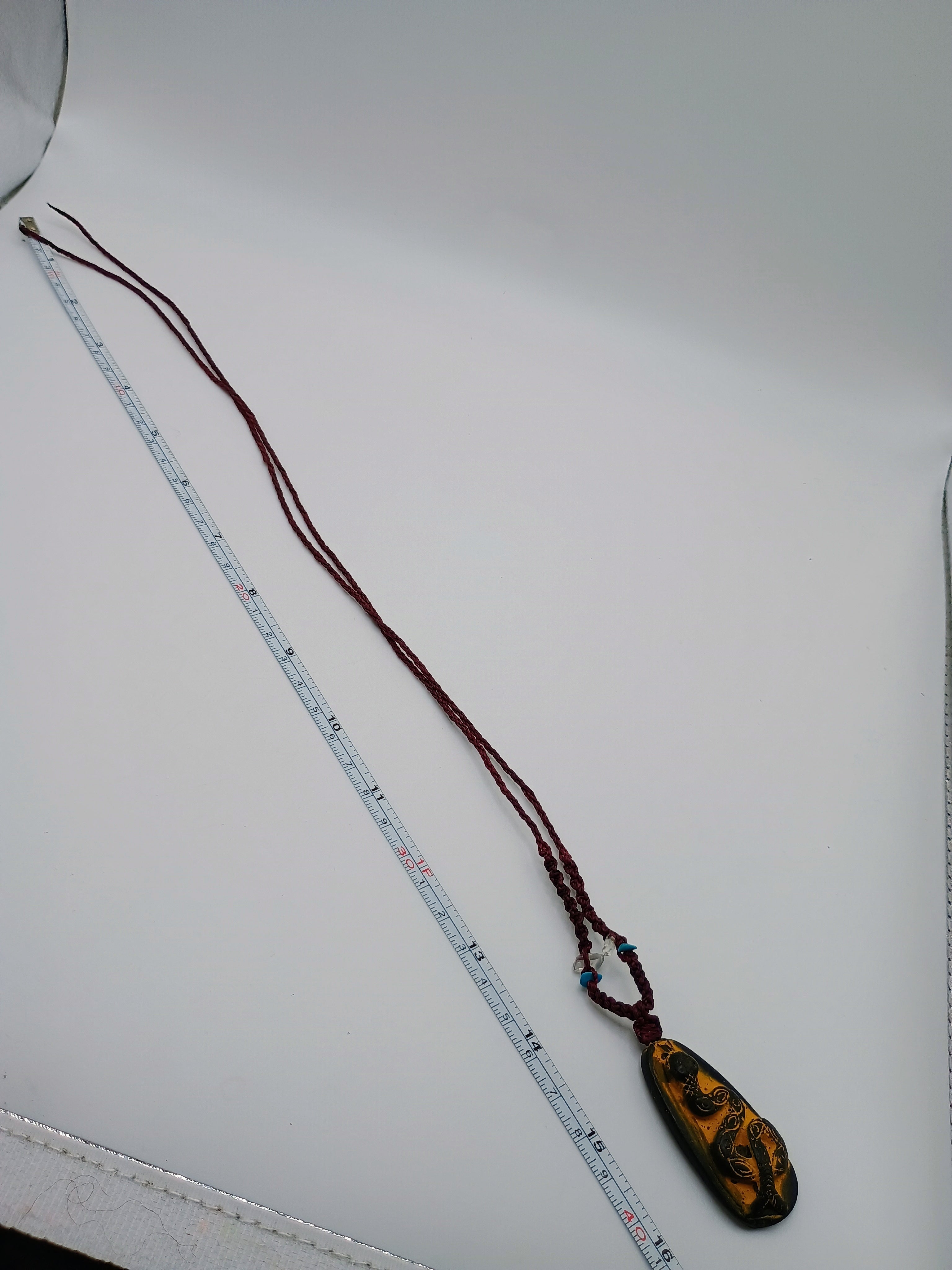 Handmade Necklace with Snake Pendant and Processed Stone