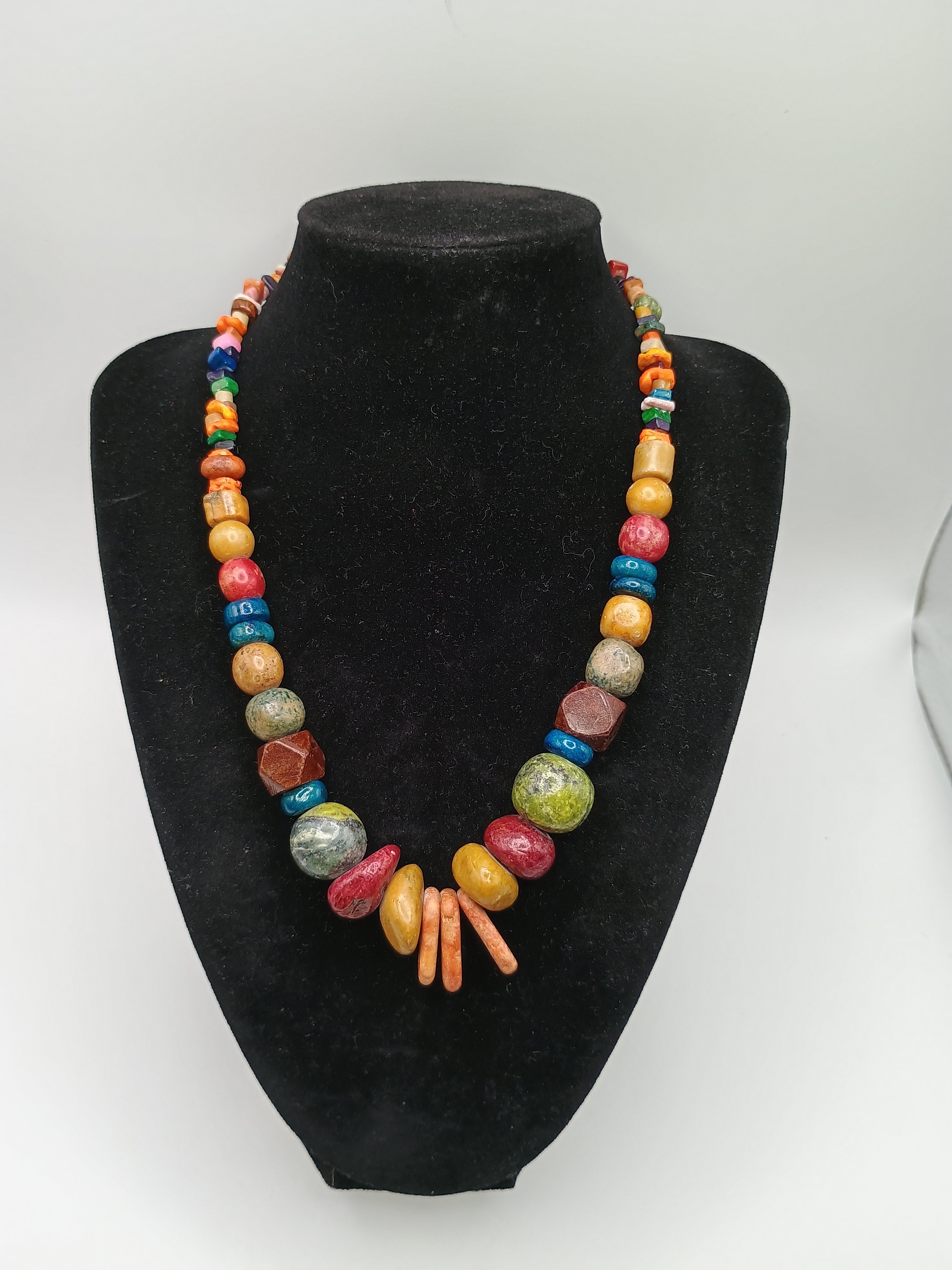 Handmade Necklace with Multicolored Natural Stone