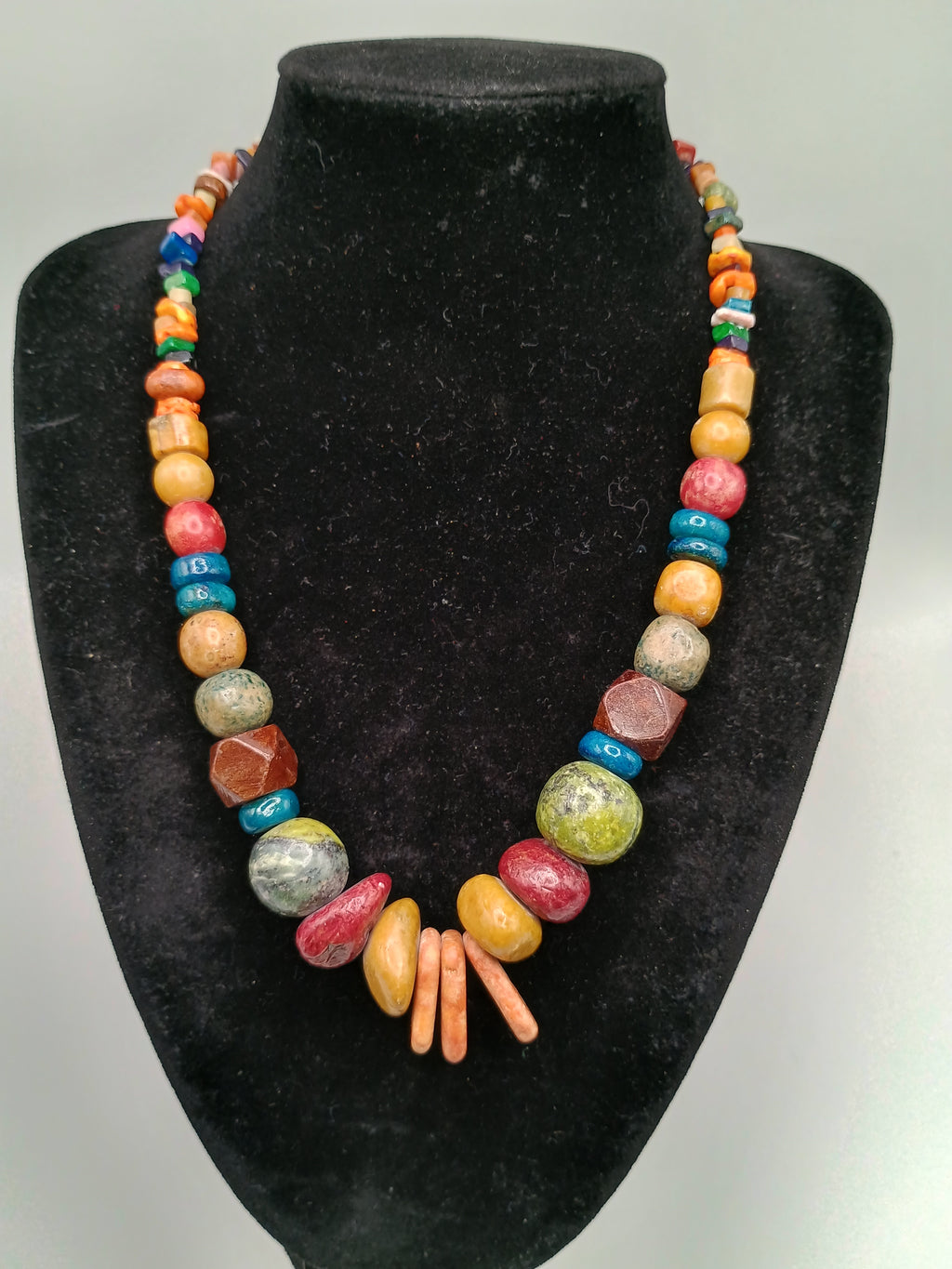 Handmade Necklace with Multicolored Natural Stone