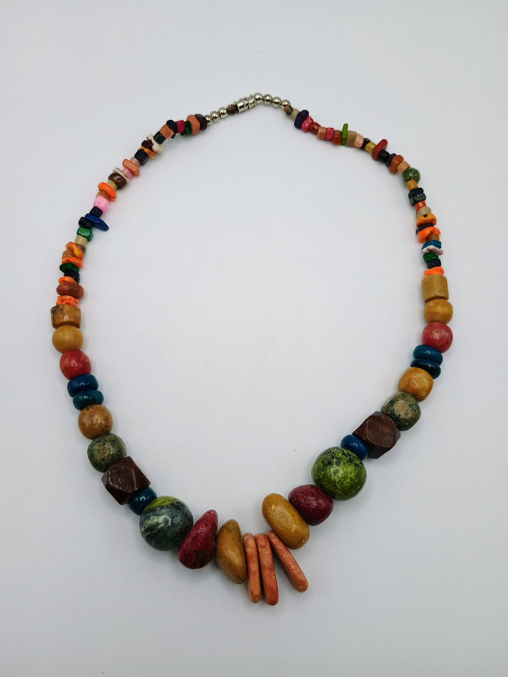 Handmade Necklace with Multicolored Natural Stone