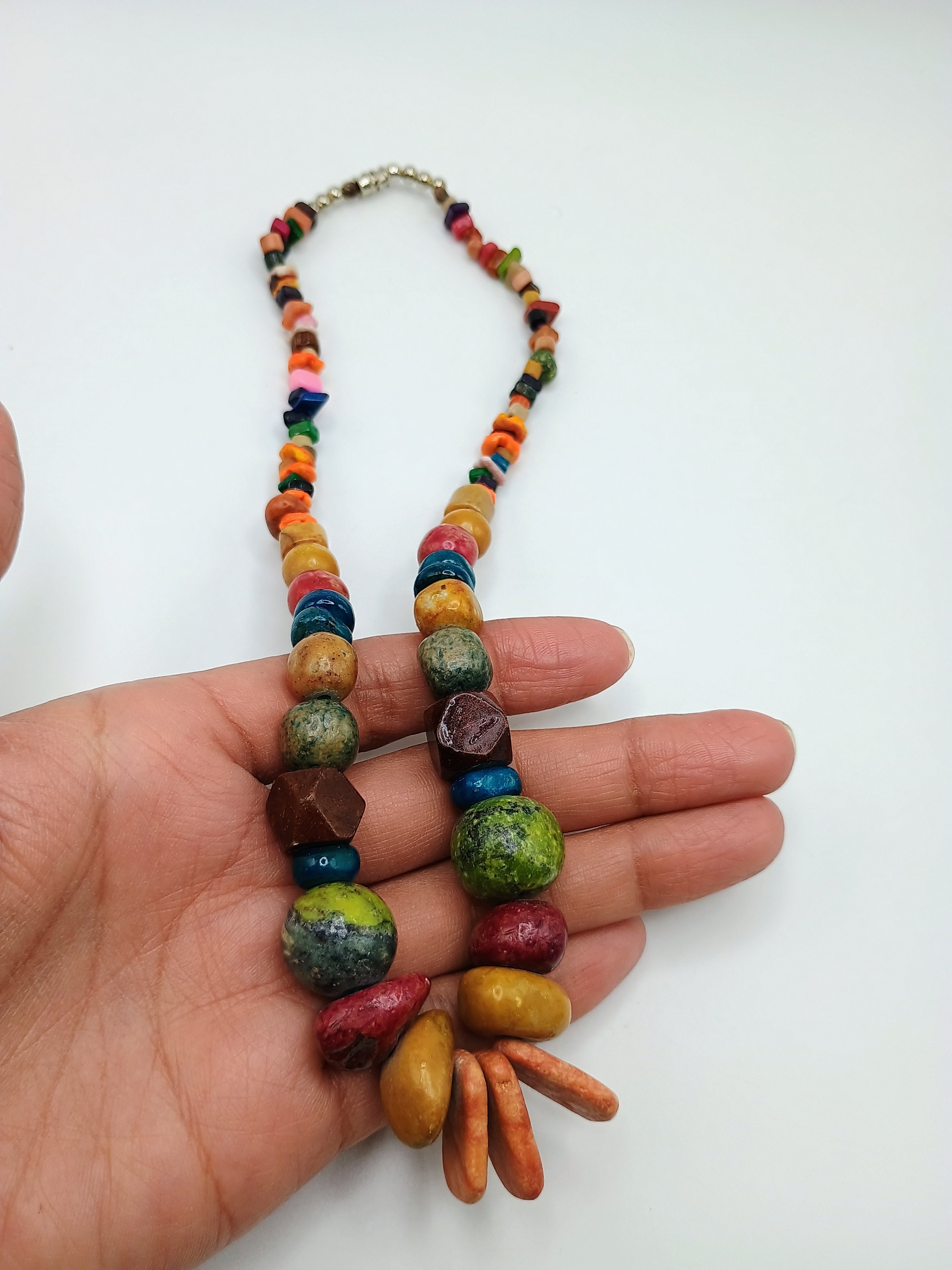 Handmade Necklace with Multicolored Natural Stone