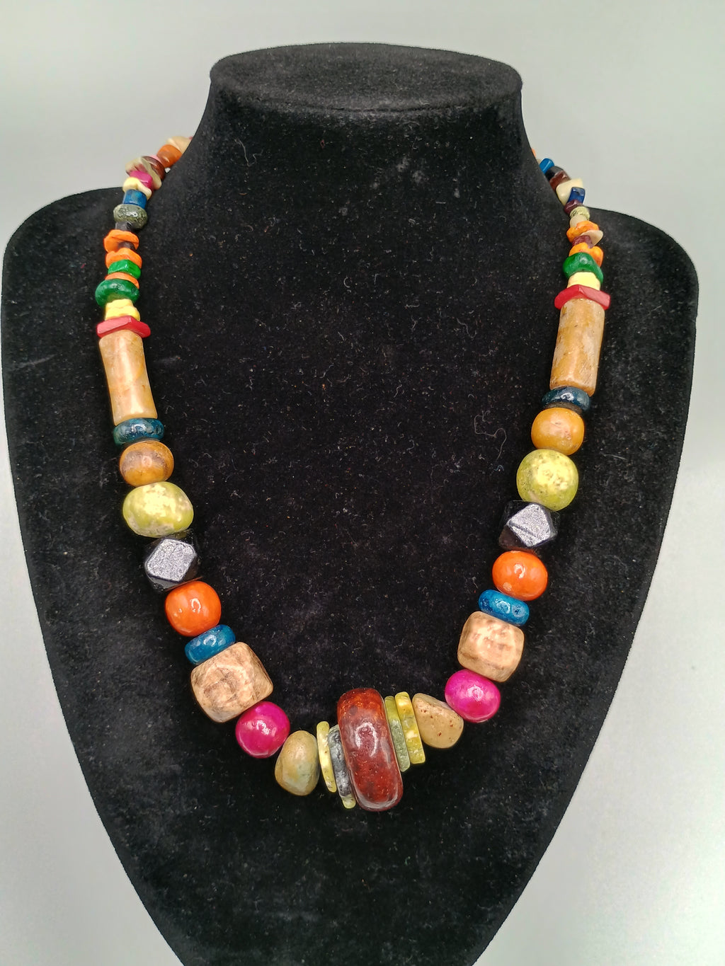 Multicolored Natural Stone Necklace Handmade Peruvian Craft