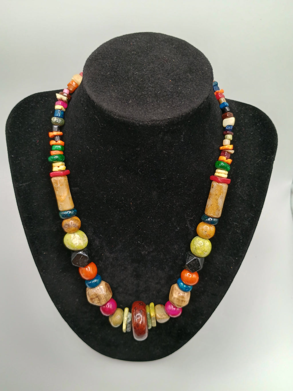 Multicolored Natural Stone Necklace Handmade Peruvian Craft