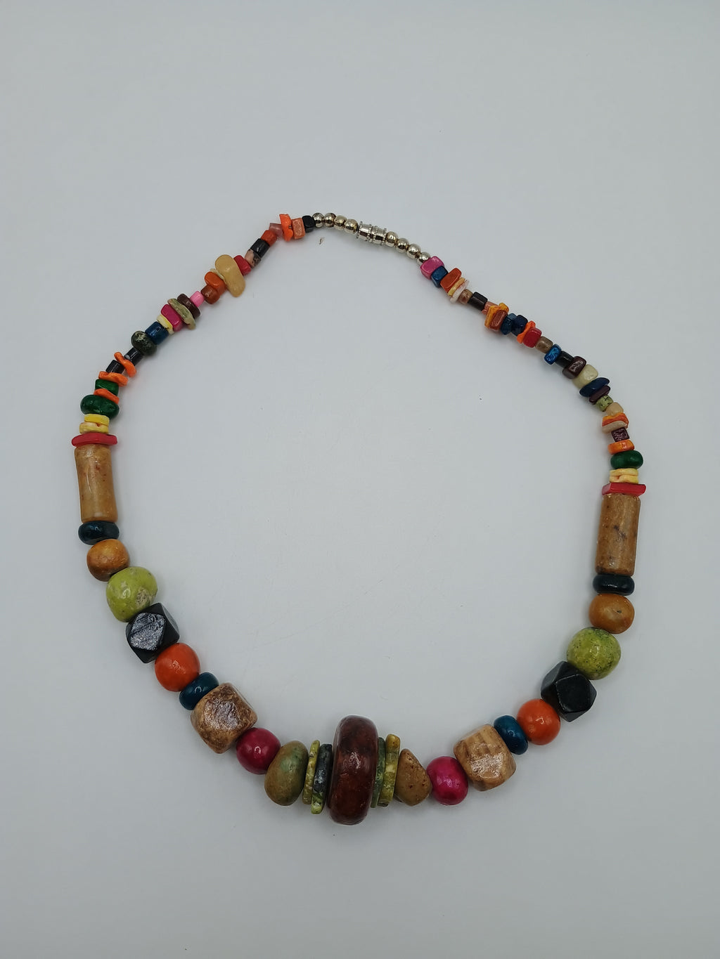 Multicolored Natural Stone Necklace Handmade Peruvian Craft
