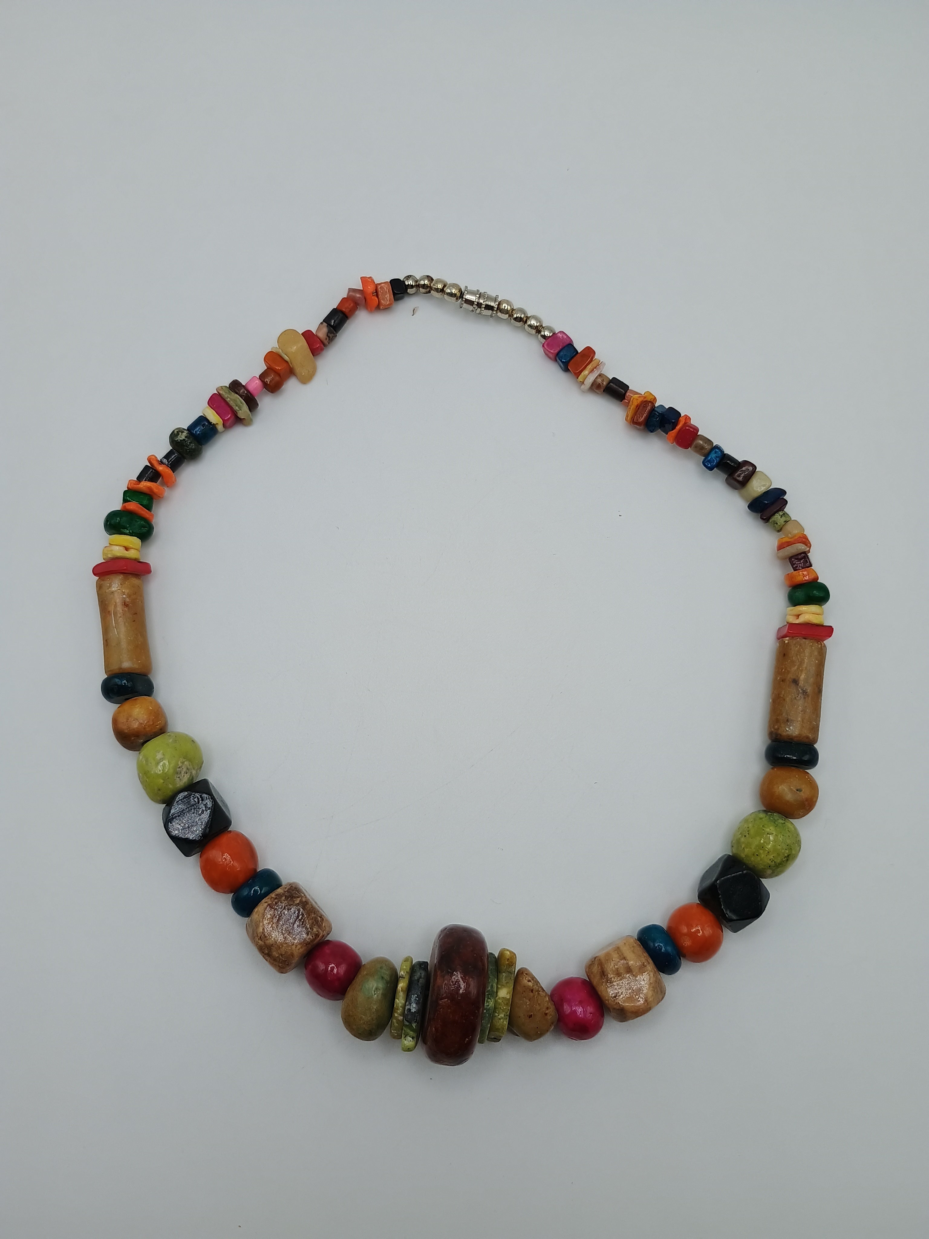 Multicolored Natural Stone Necklace Handmade Peruvian Craft